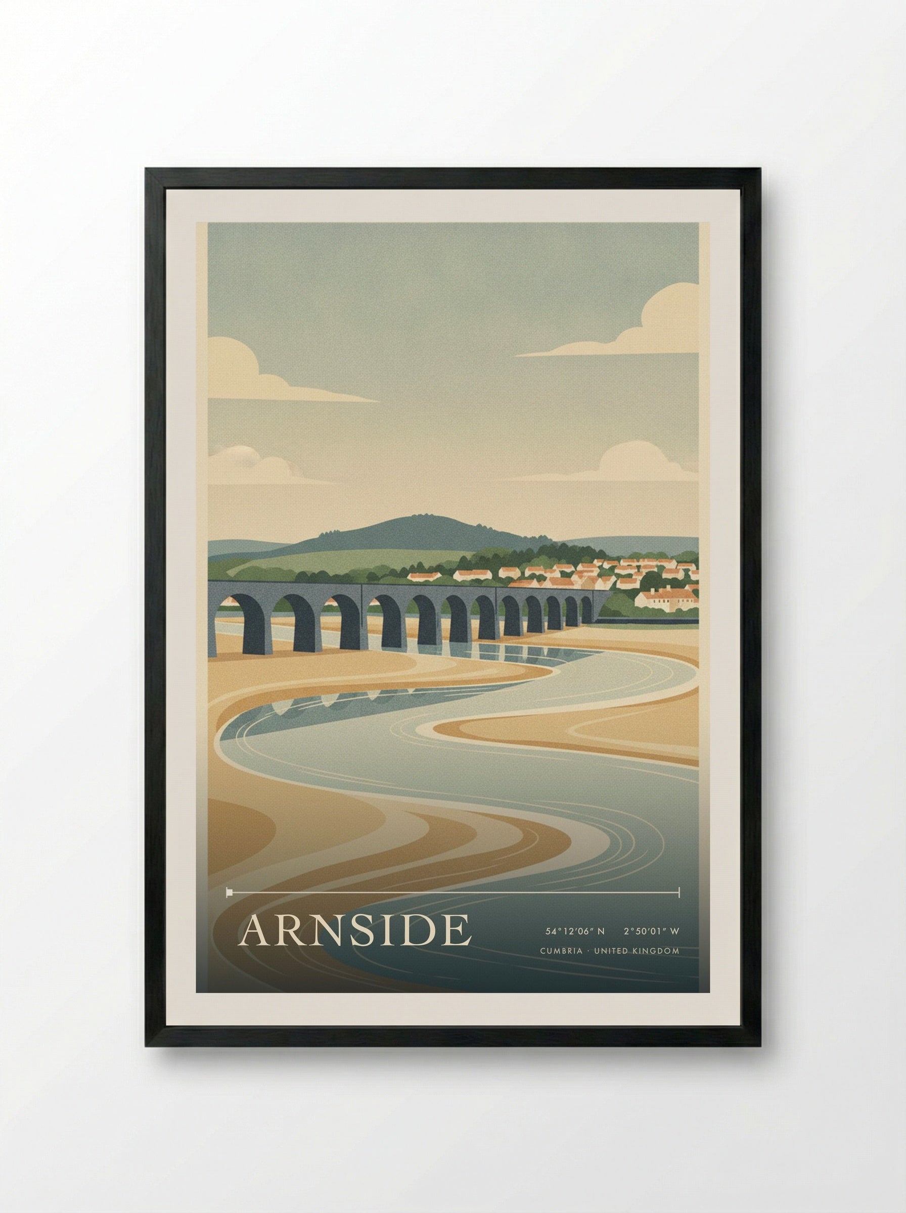 Arnside Cumbria United Kingdom Travel Poster - Framed Print Black