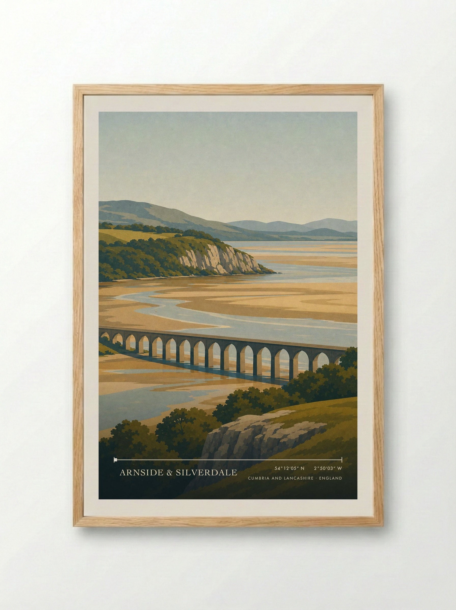 Arnside & Silverdale Travel Poster Artwork - Framed Print Wood