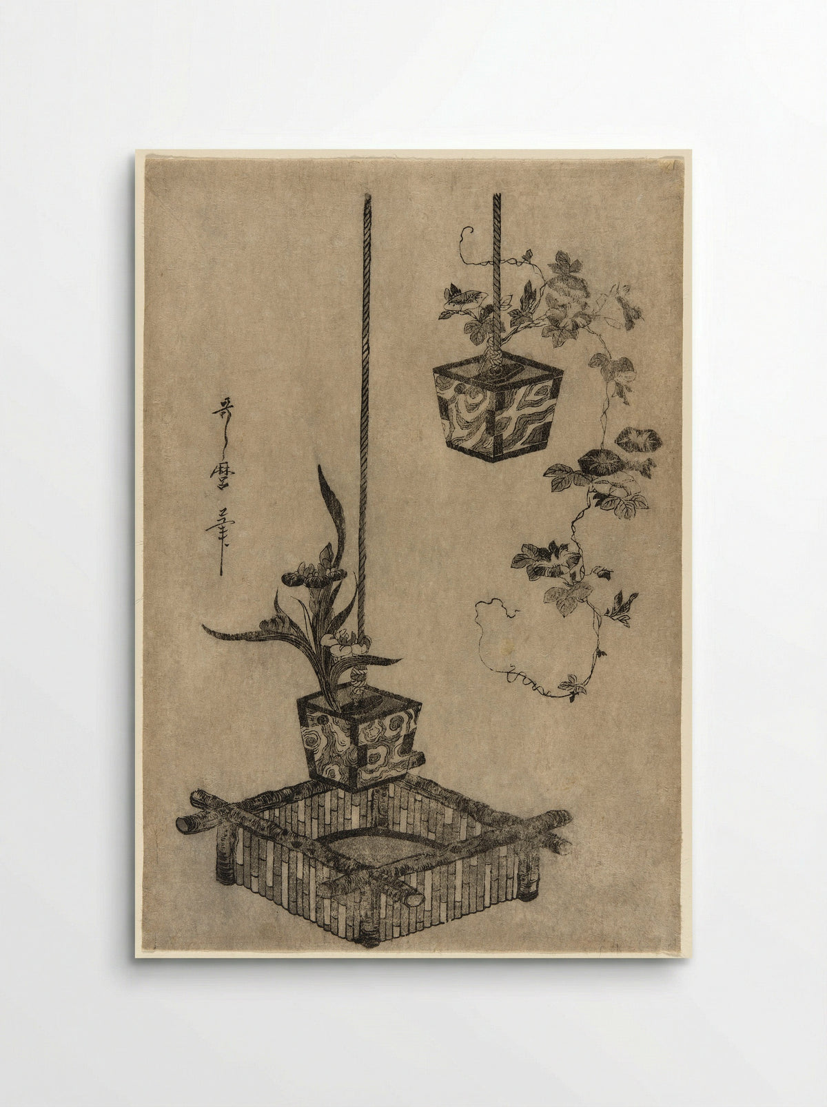Arrangements of Irises and Morning Glories - Kitagawa Utamaro - Poster