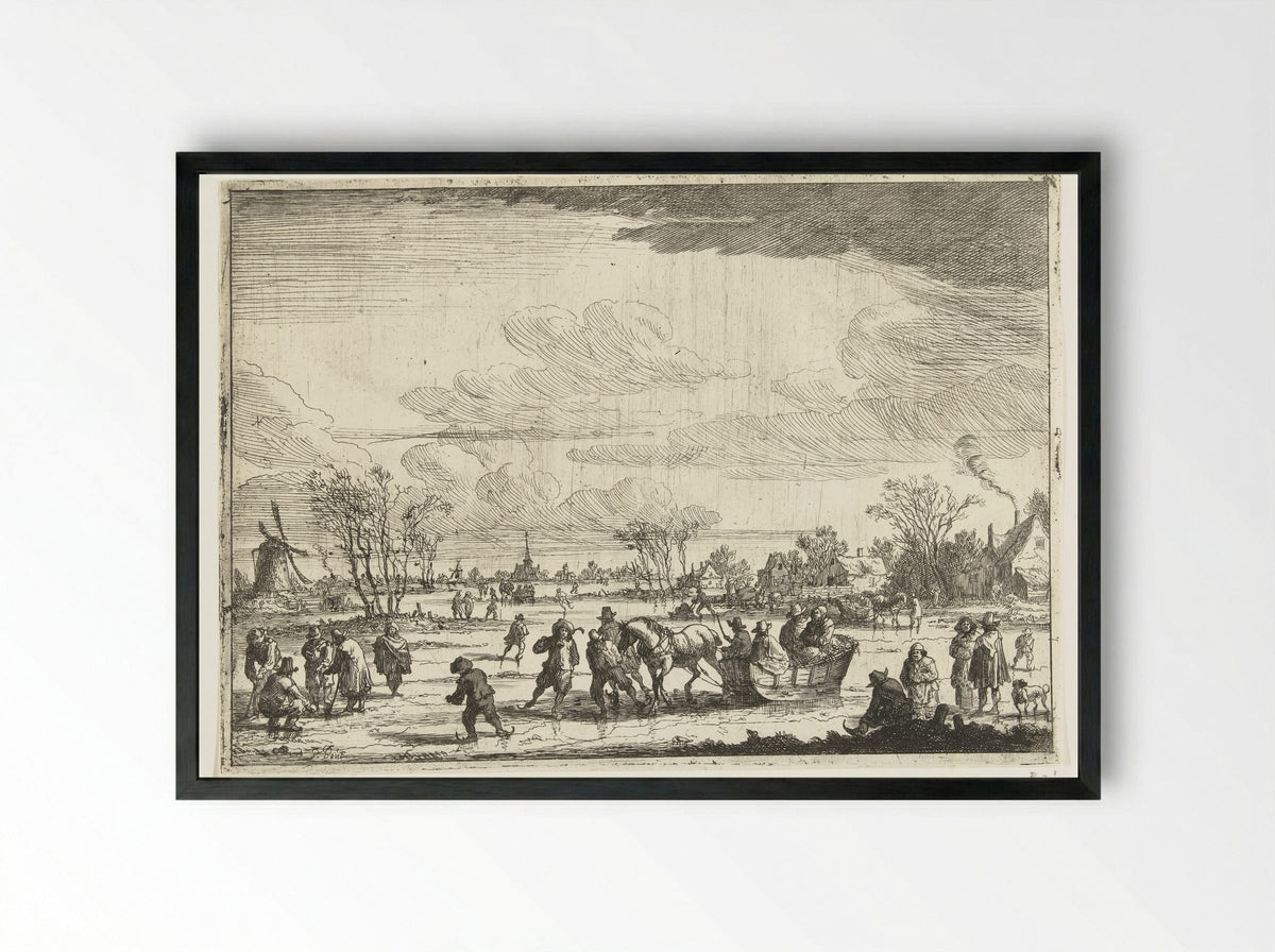 Arrenslee op het ijs - Pieter Bout - Framed Print Black