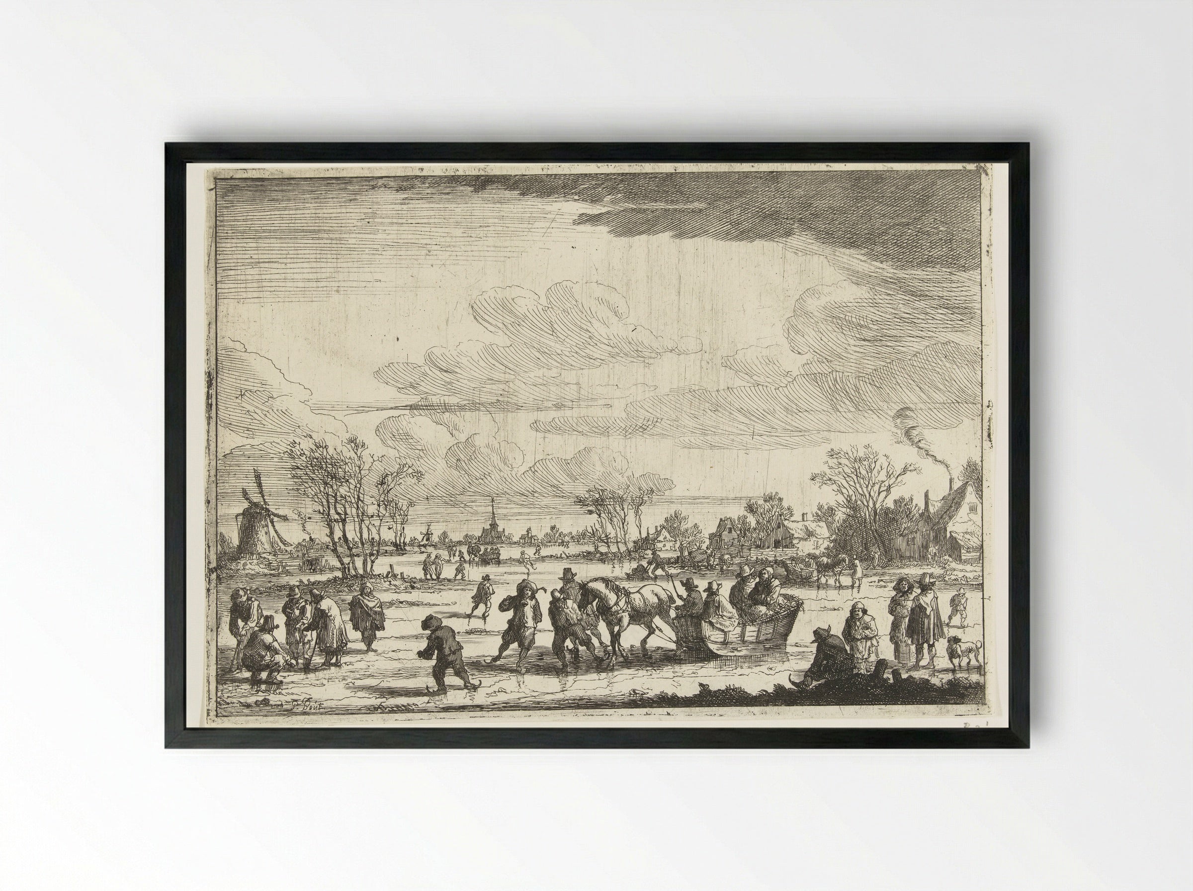 Arrenslee op het ijs - Pieter Bout - Framed Print Black