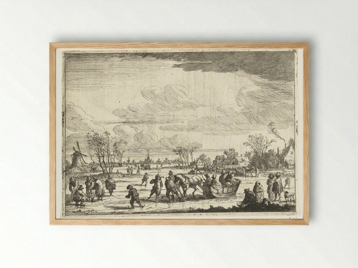 Arrenslee op het ijs - Pieter Bout - Framed Print Wood