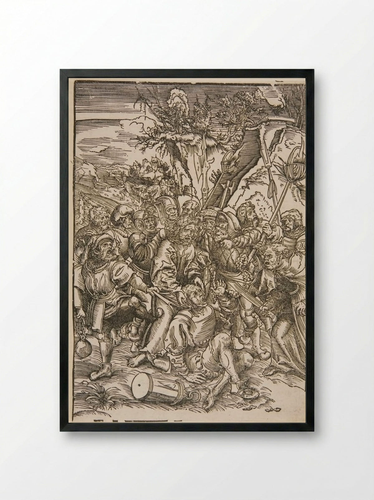 Arrest of Christ - Lucas Cranach the Elder - Framed Print Black