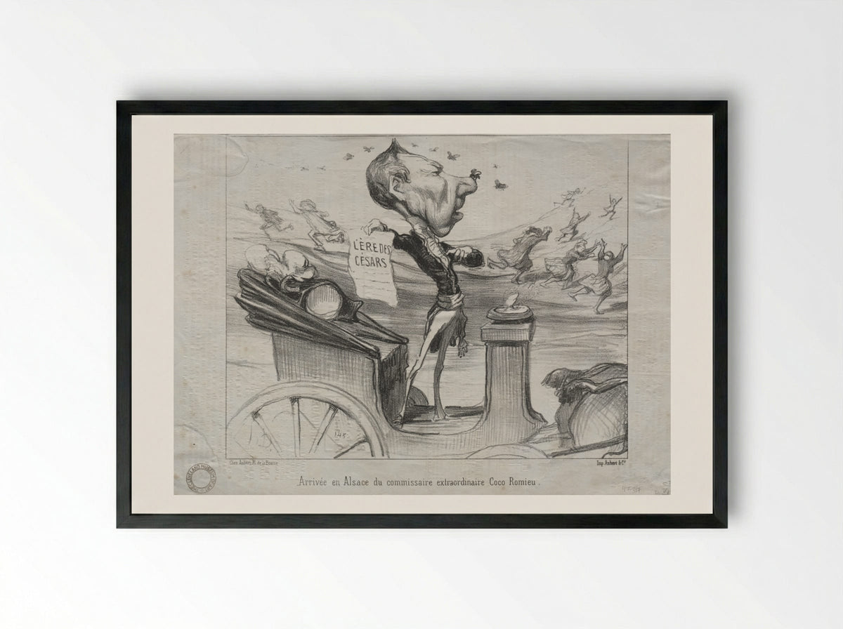 Arrival in Alsace of the extraordinary commissioner, Coco Romieu - Honoré Daumier - Framed Print Black