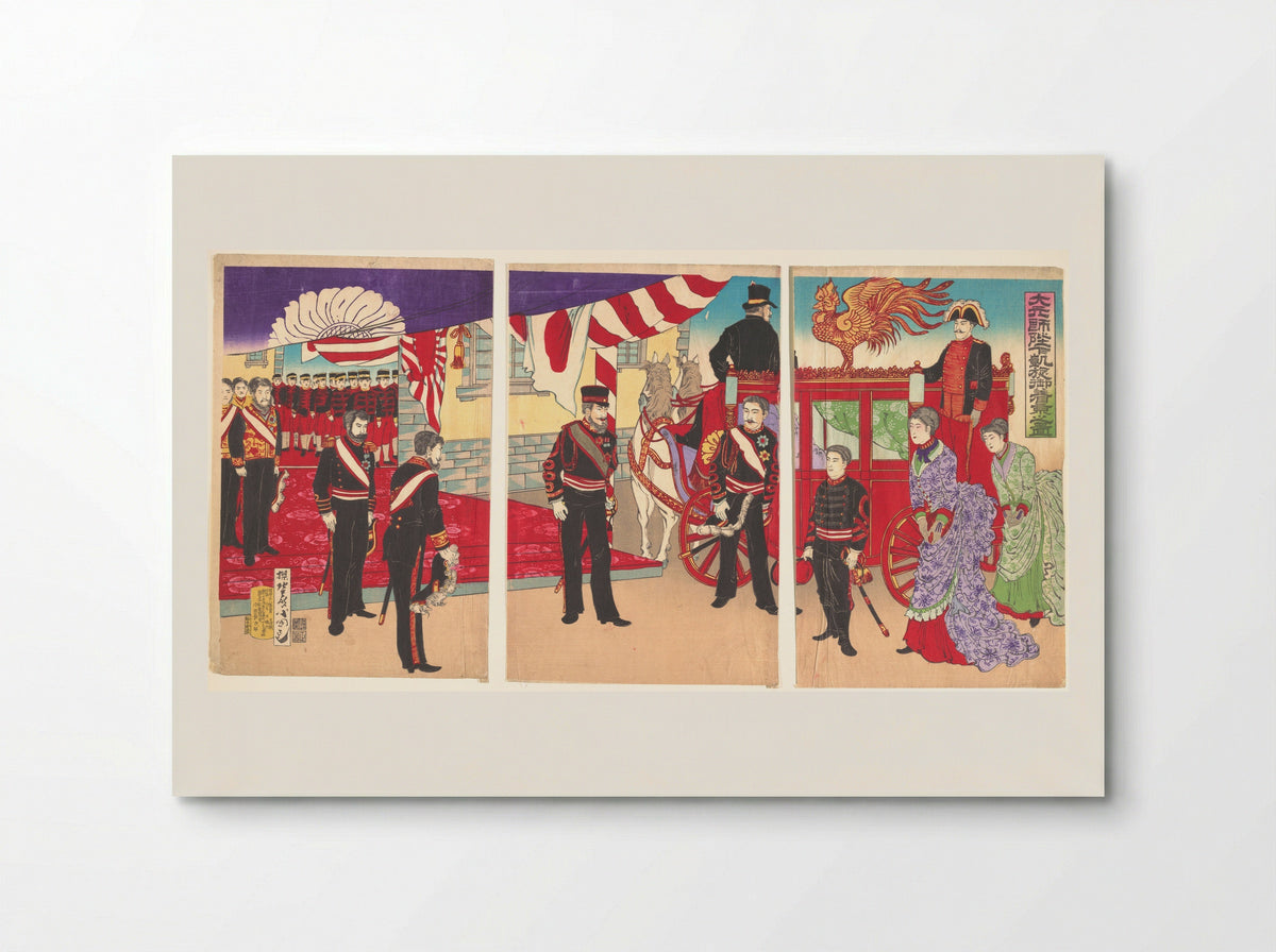 Arrival of the Emperor at Tokyo after the Victory (Russo-Japanese War) - Utagawa Kunisada III - Poster
