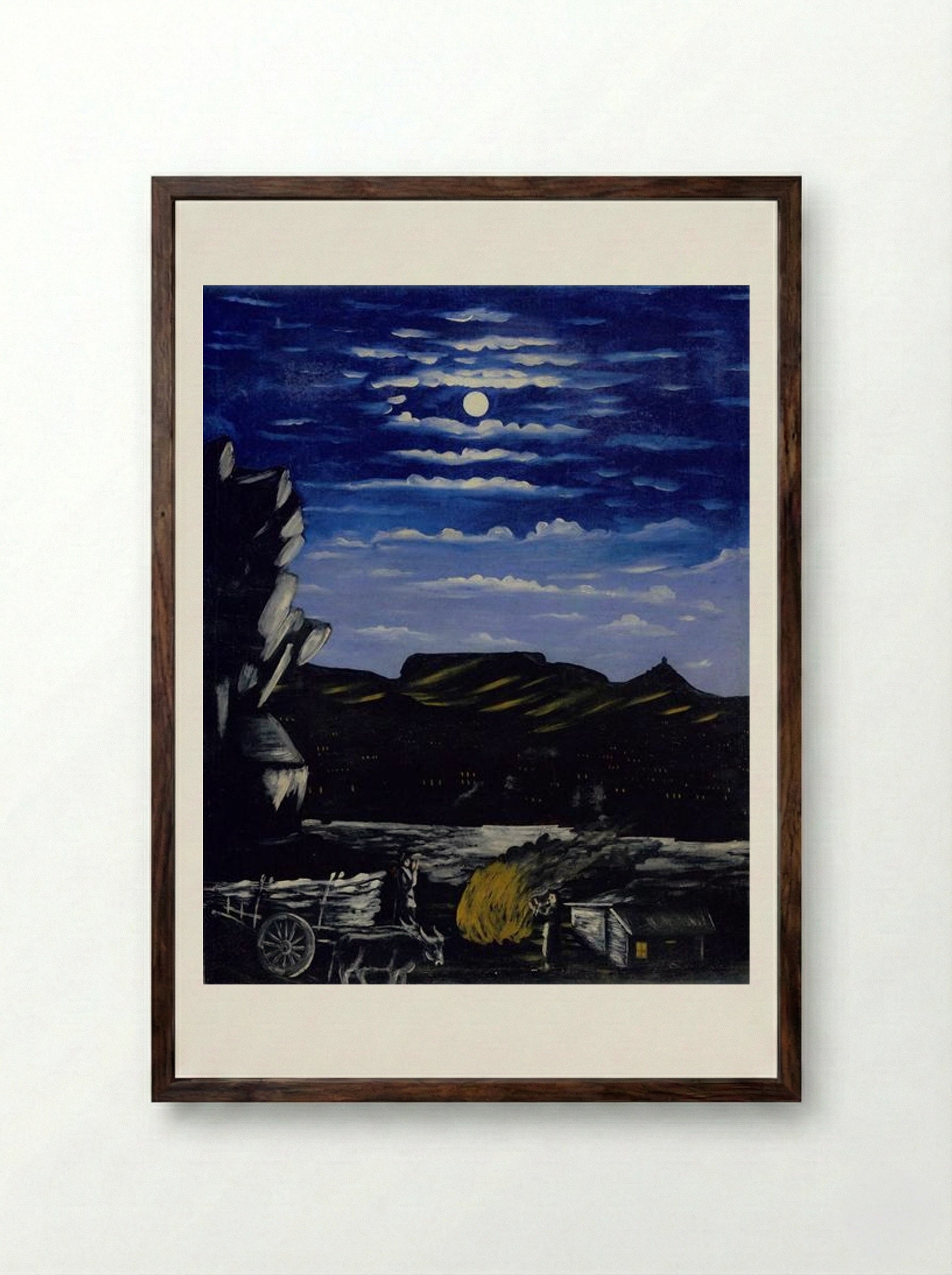 Arsenali Mountain at Night - Niko Pirosmani - Framed Print Dark Wood