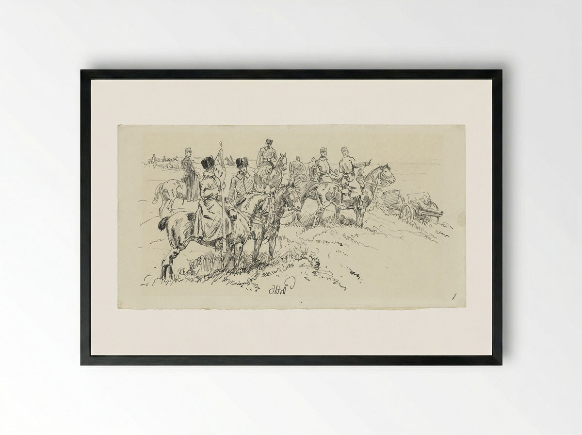 Artillerie te velde - Jan Hoynck van Papendrecht - Framed Print Black