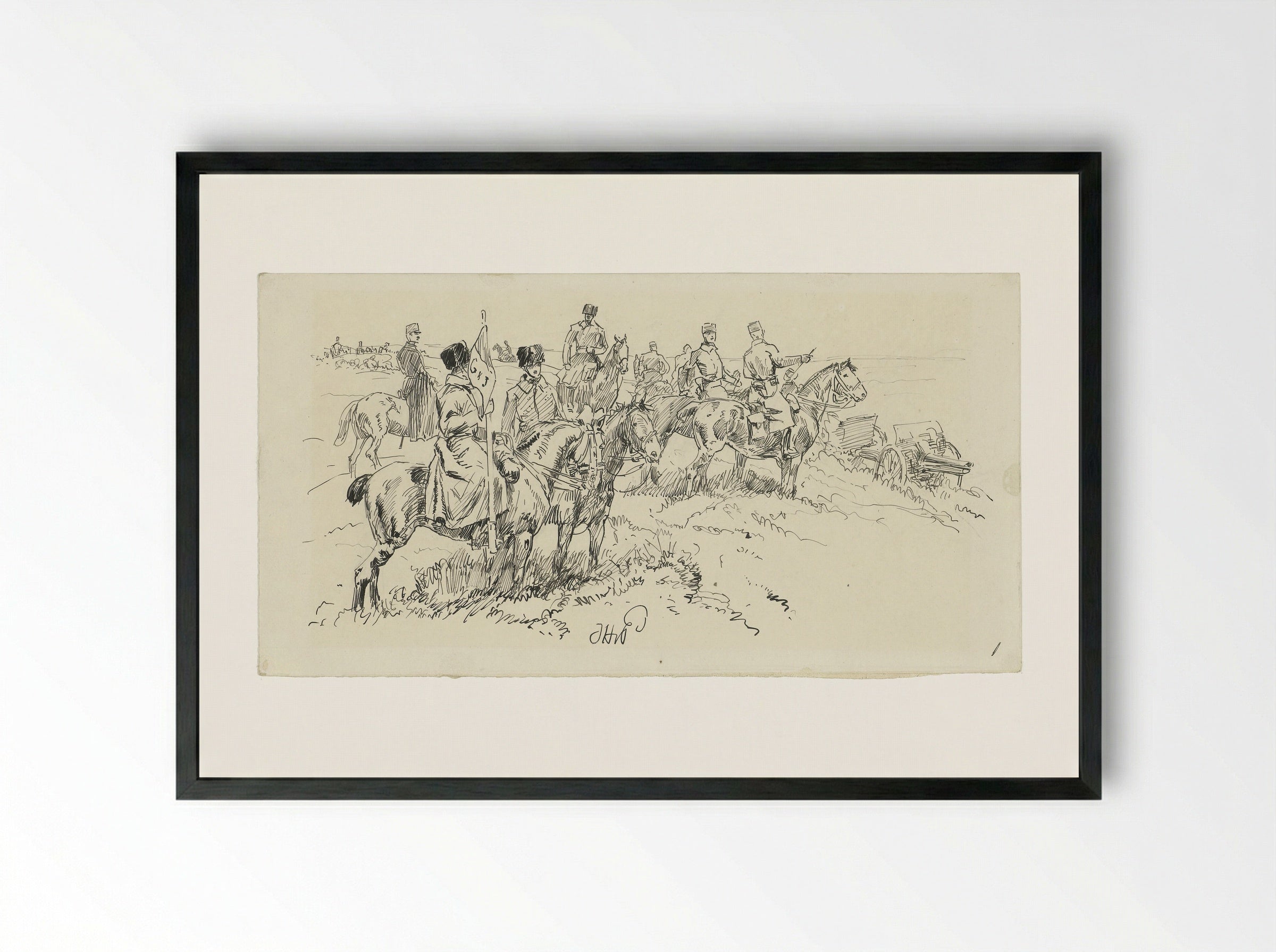 Artillerie te velde - Jan Hoynck van Papendrecht - Framed Print Black
