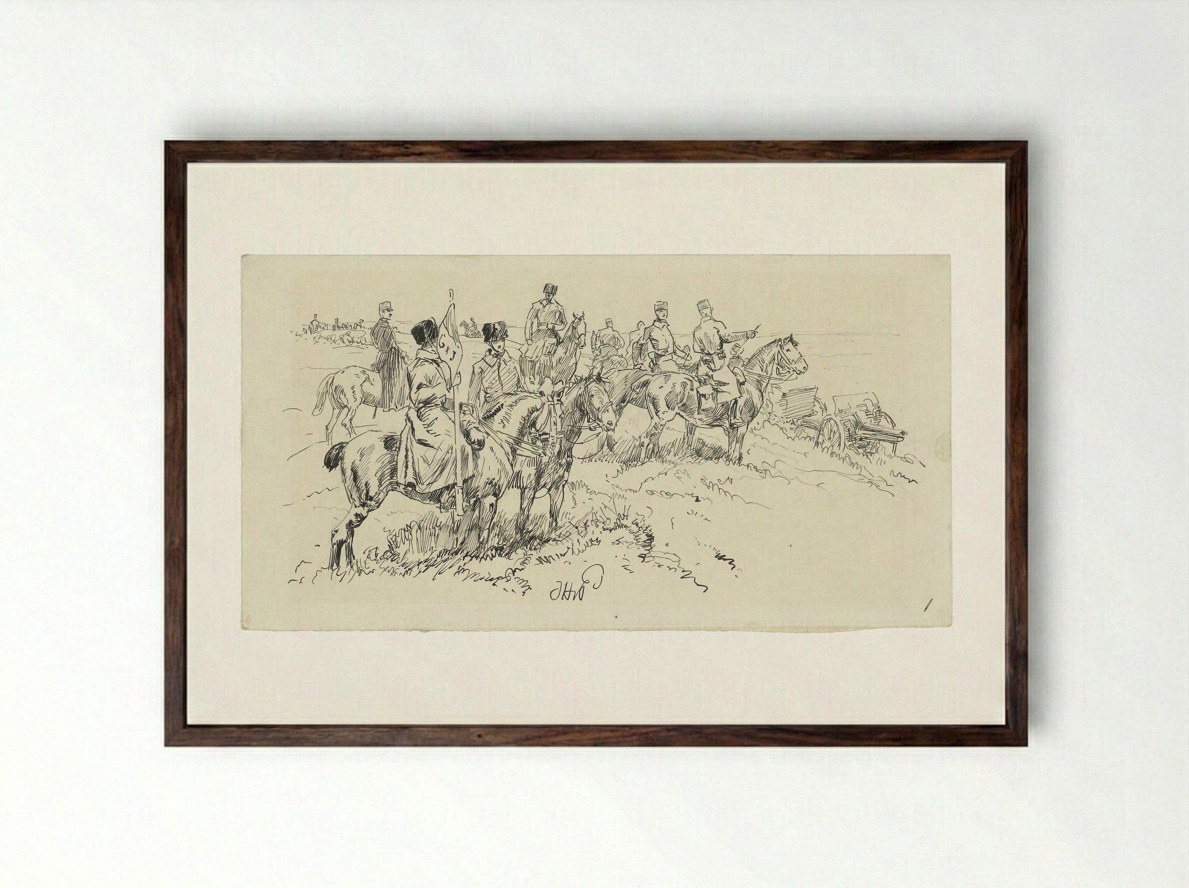 Artillerie te velde - Jan Hoynck van Papendrecht - Framed Print Dark Wood