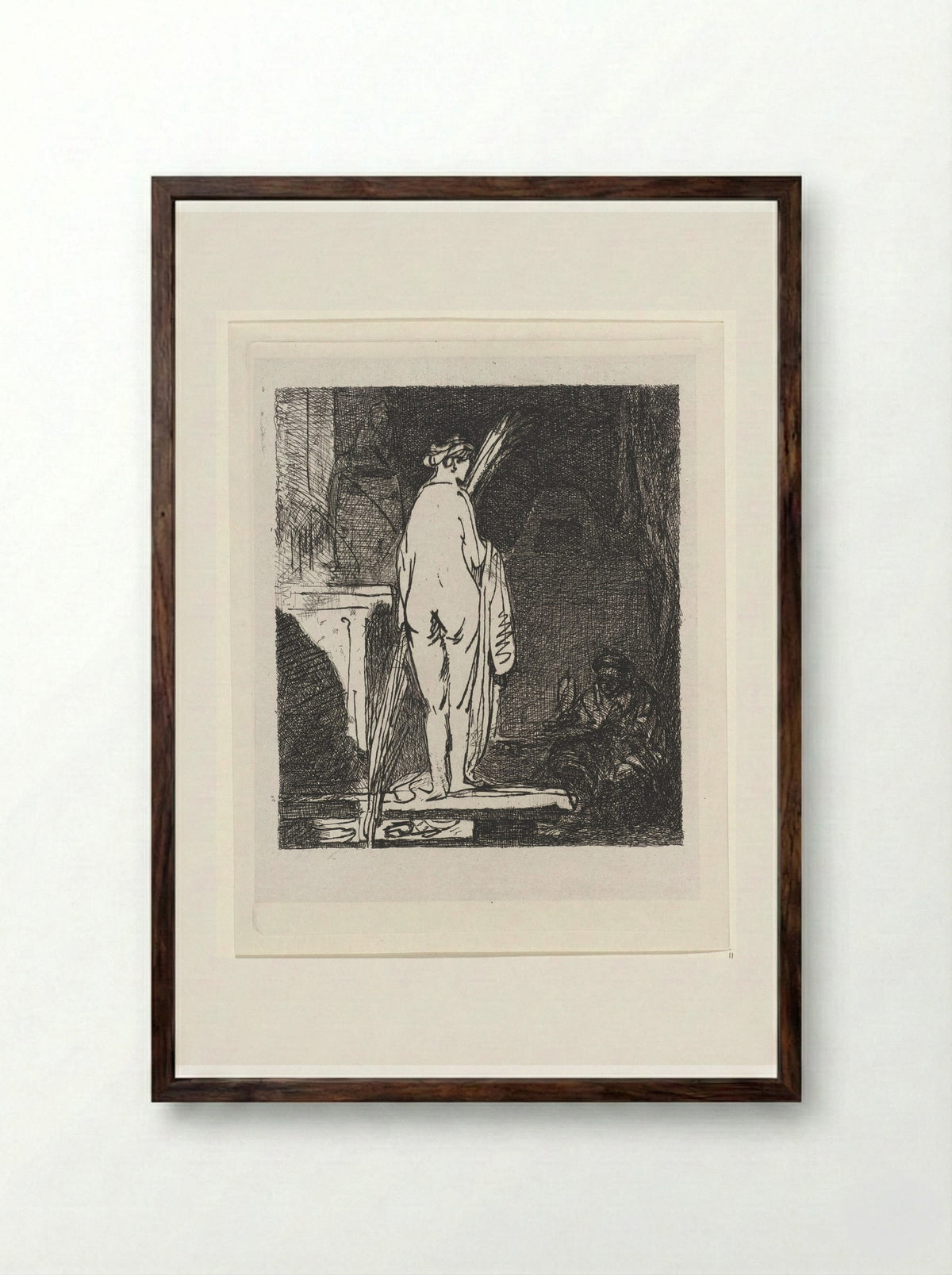 Artist Drawing a Nude Model - Jan Weissenbruch - Framed Print Dark Wood
