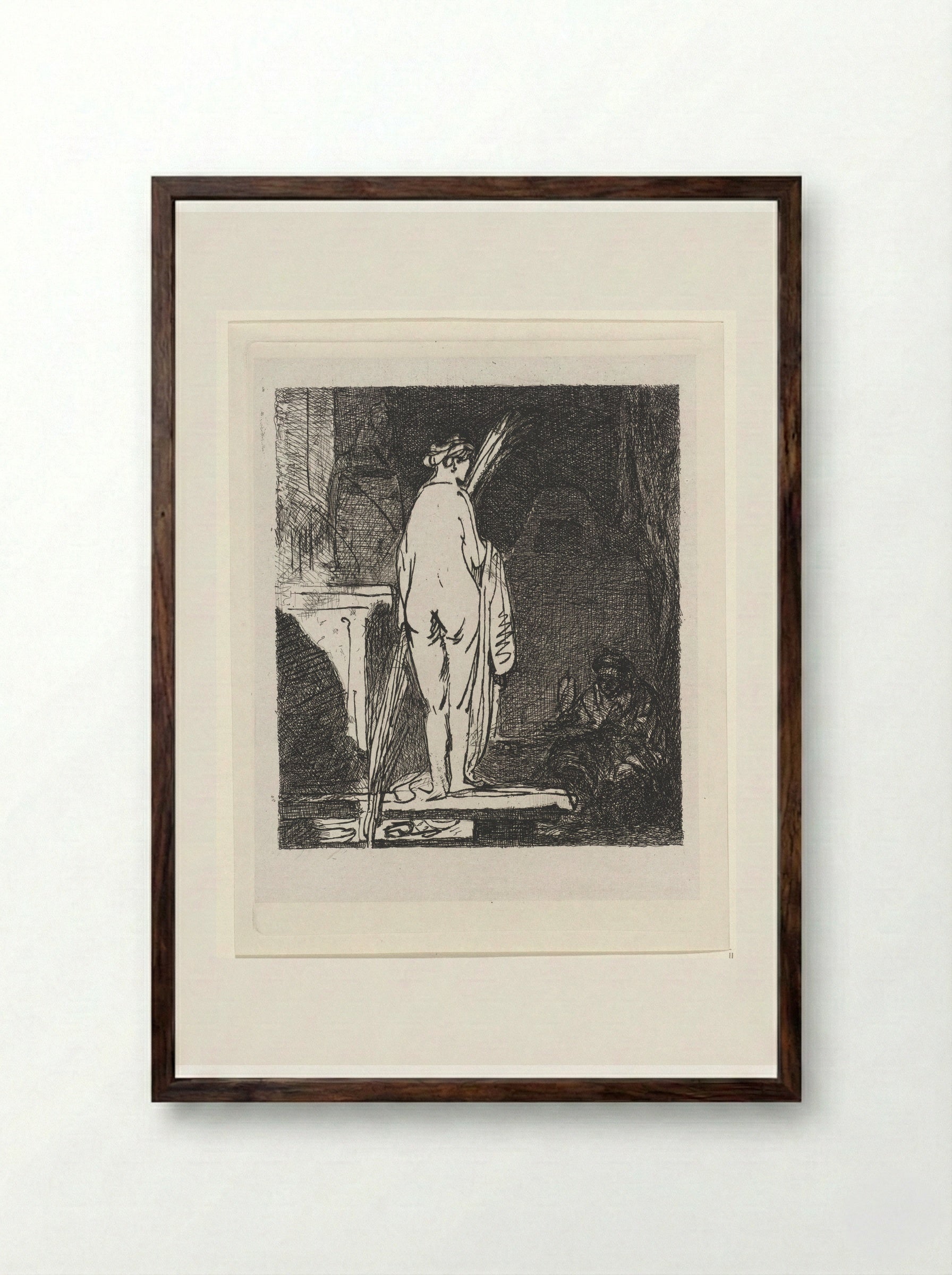 Artist Drawing a Nude Model - Jan Weissenbruch - Framed Print Dark Wood