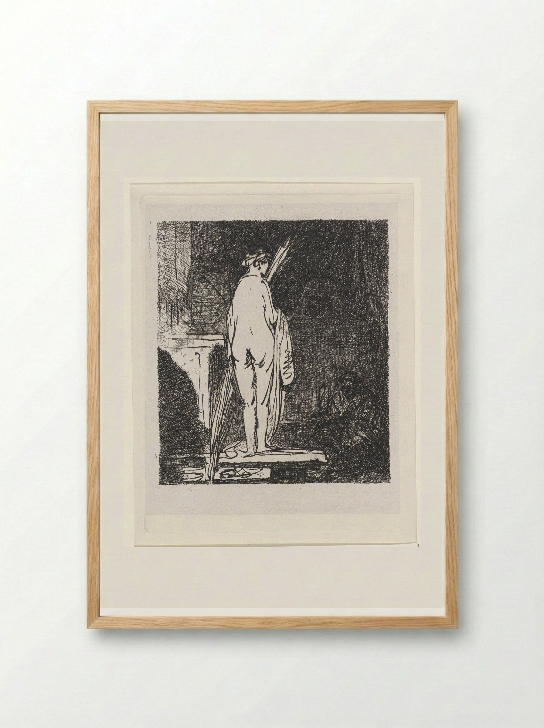 Artist Drawing a Nude Model - Jan Weissenbruch - Framed Print Wood