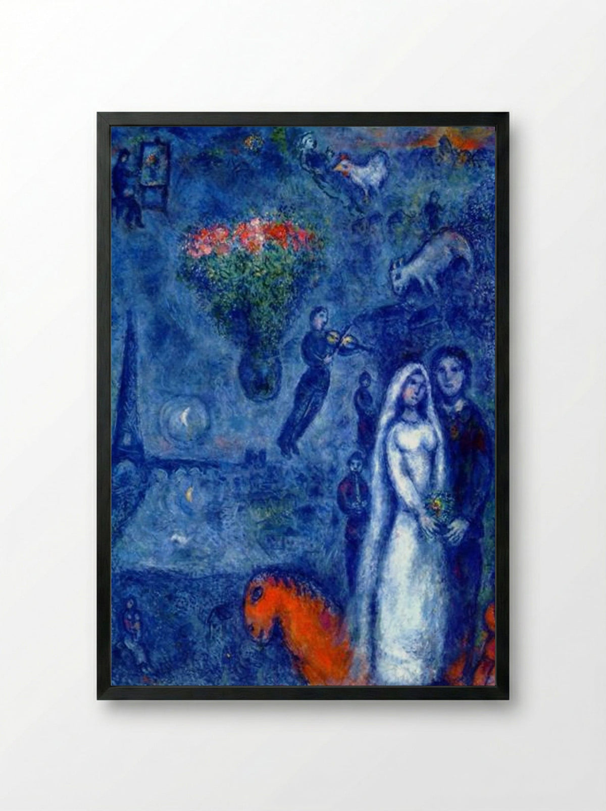 Artist and His Bride - Marc Chagall - Framed Print Black