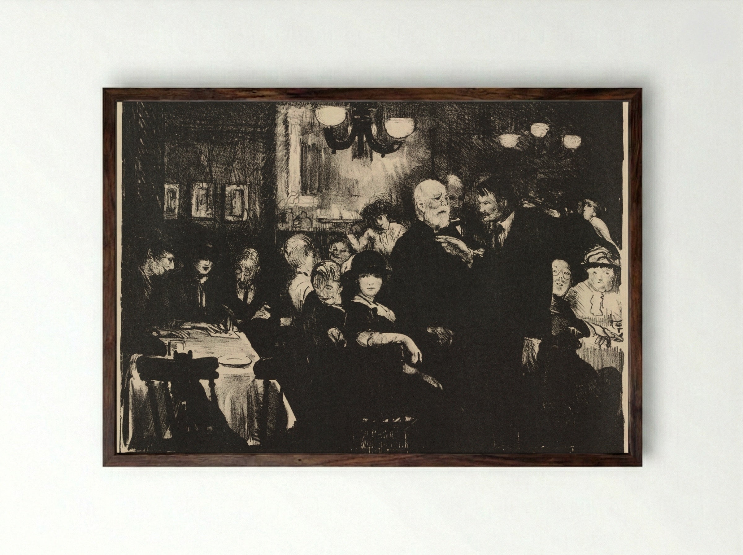 Artist's Evening - George Bellows - Framed Print Dark Wood
