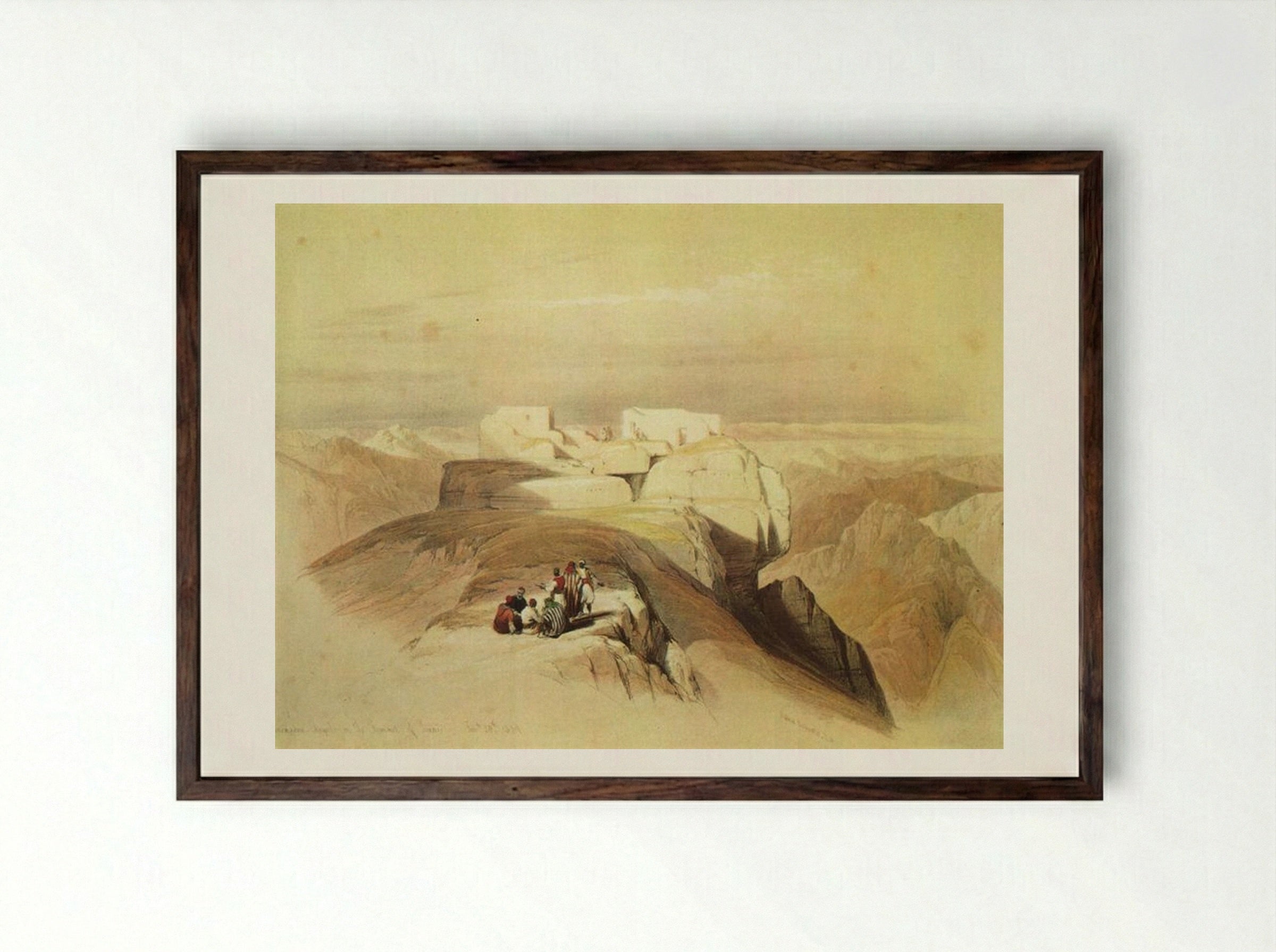 Ascent to the Summit of Mount Sinai - David Roberts - Framed Print Dark Wood