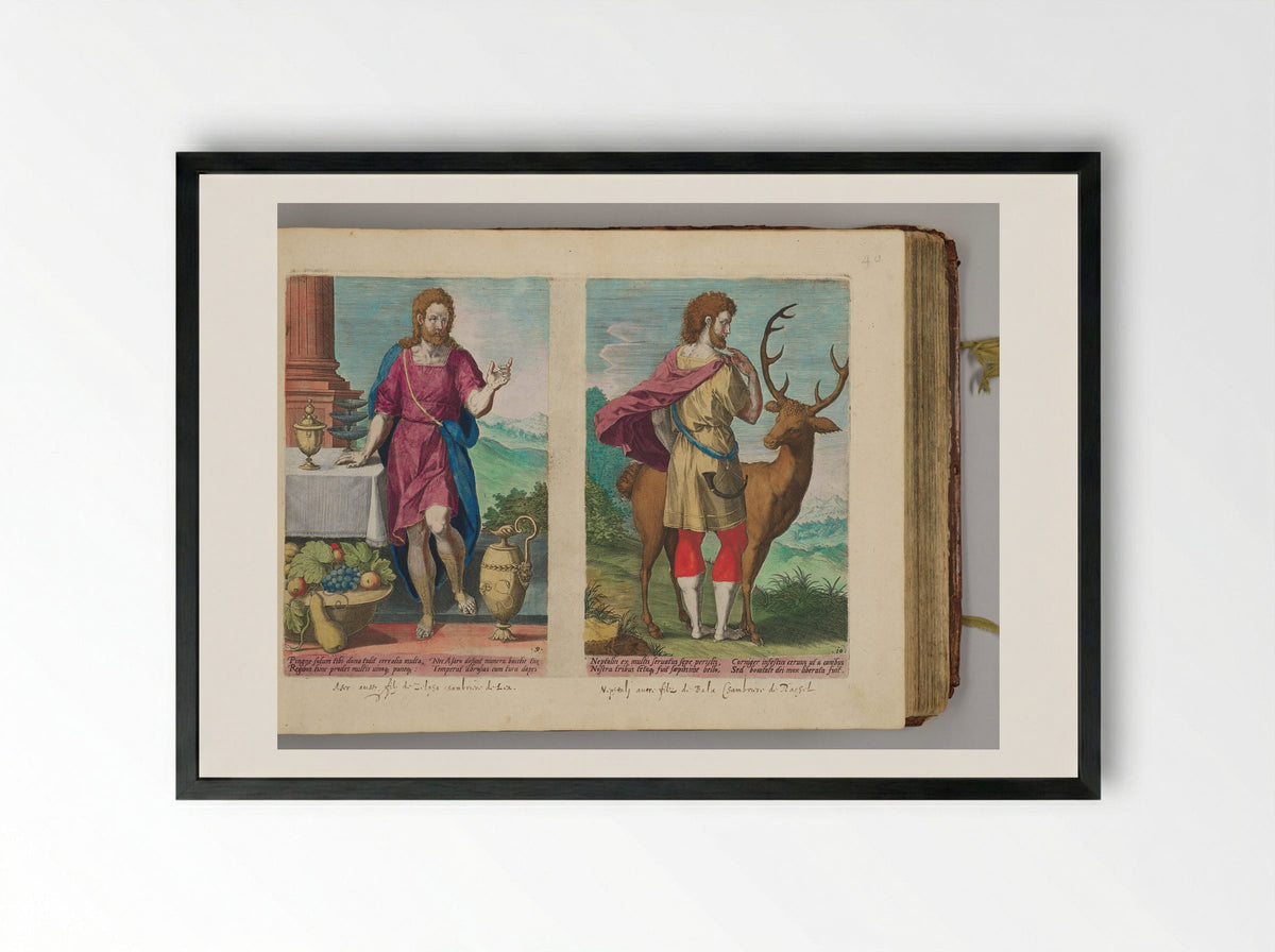 Aser and Nehphtali - Johann Sadeler I - Framed Print Black