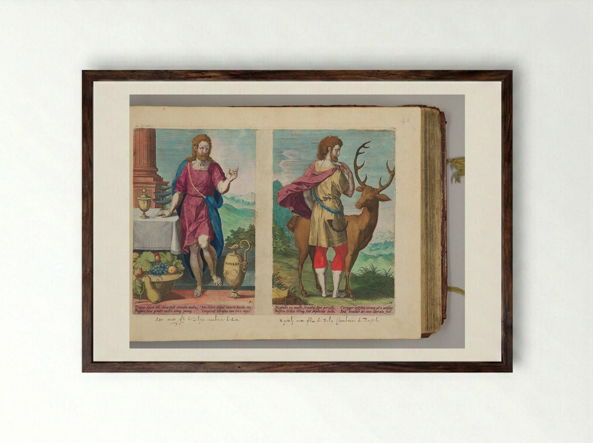 Aser and Nehphtali - Johann Sadeler I - Framed Print Dark Wood