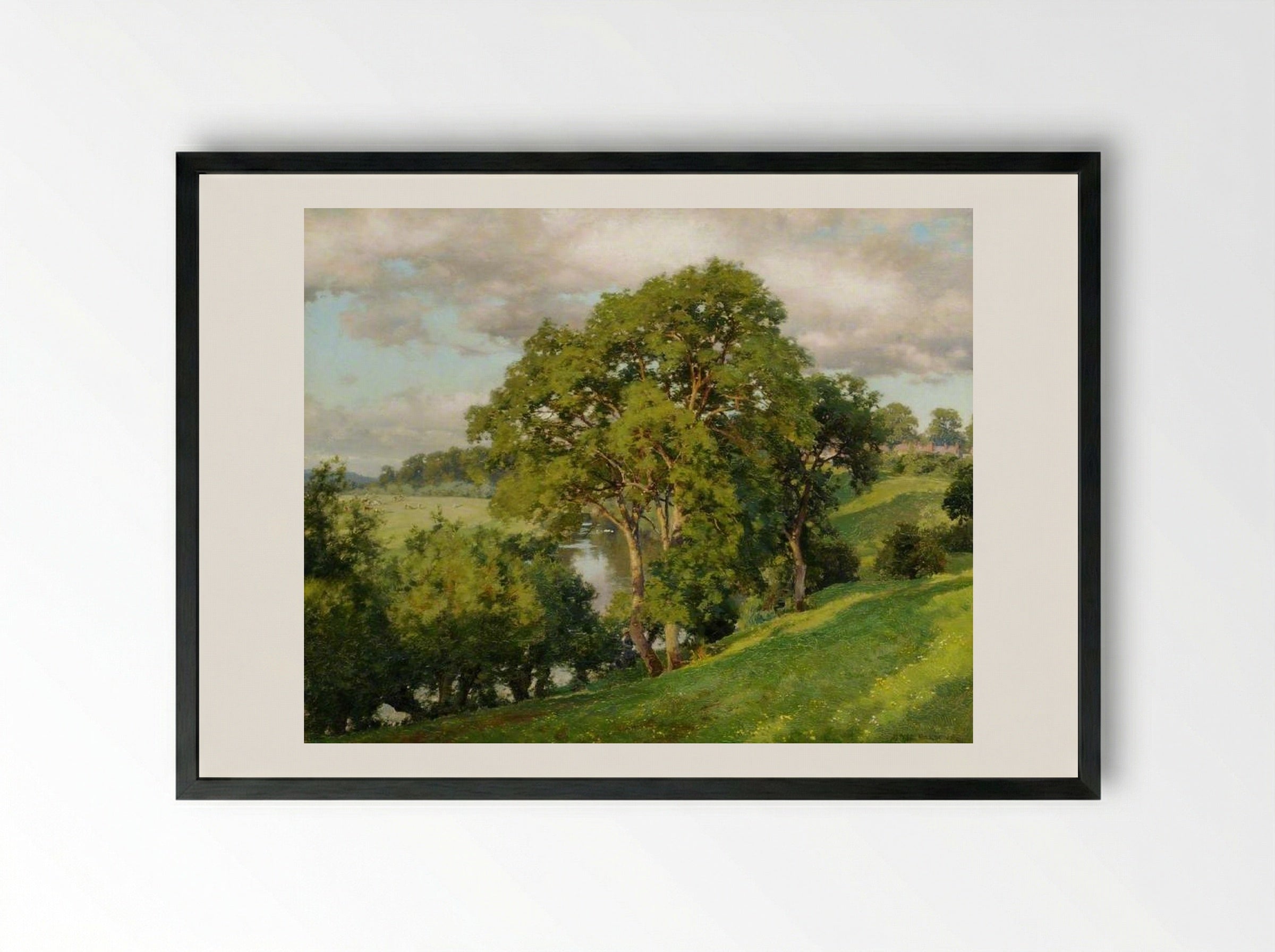 Ash Trees at Cropthorne, Worcestershire - Alfred Parsons - Framed Print Black