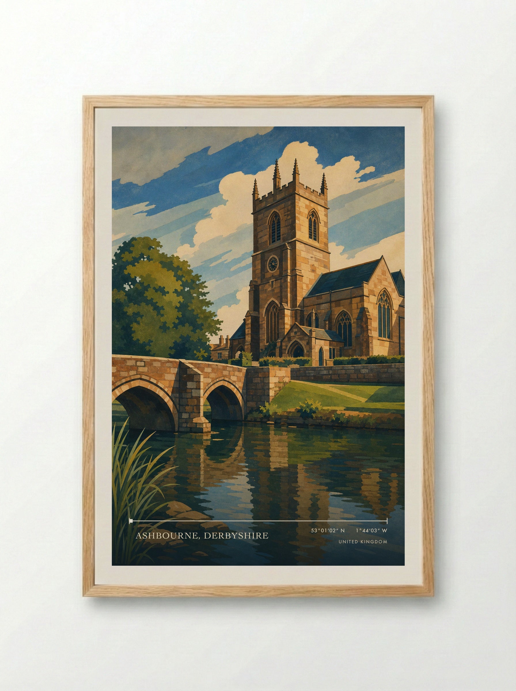 Ashbourne, Derbyshire United Kingdom Travel Poster - Framed Print Wood