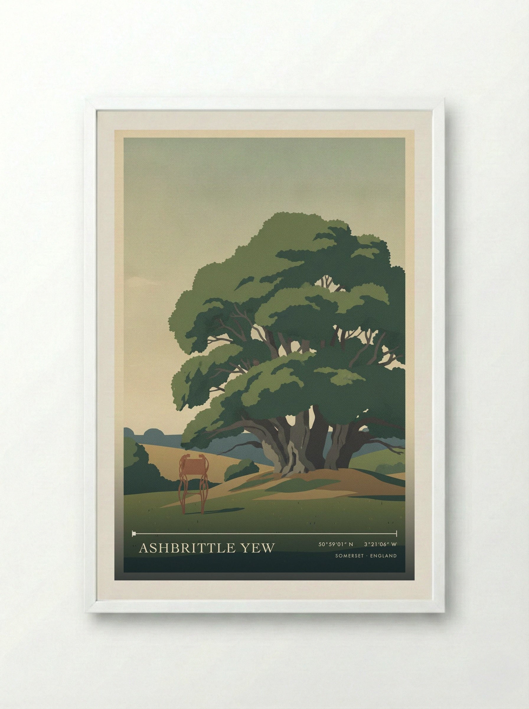 Ashbrittle Yew Somerset England Travel Poster - Framed Print White