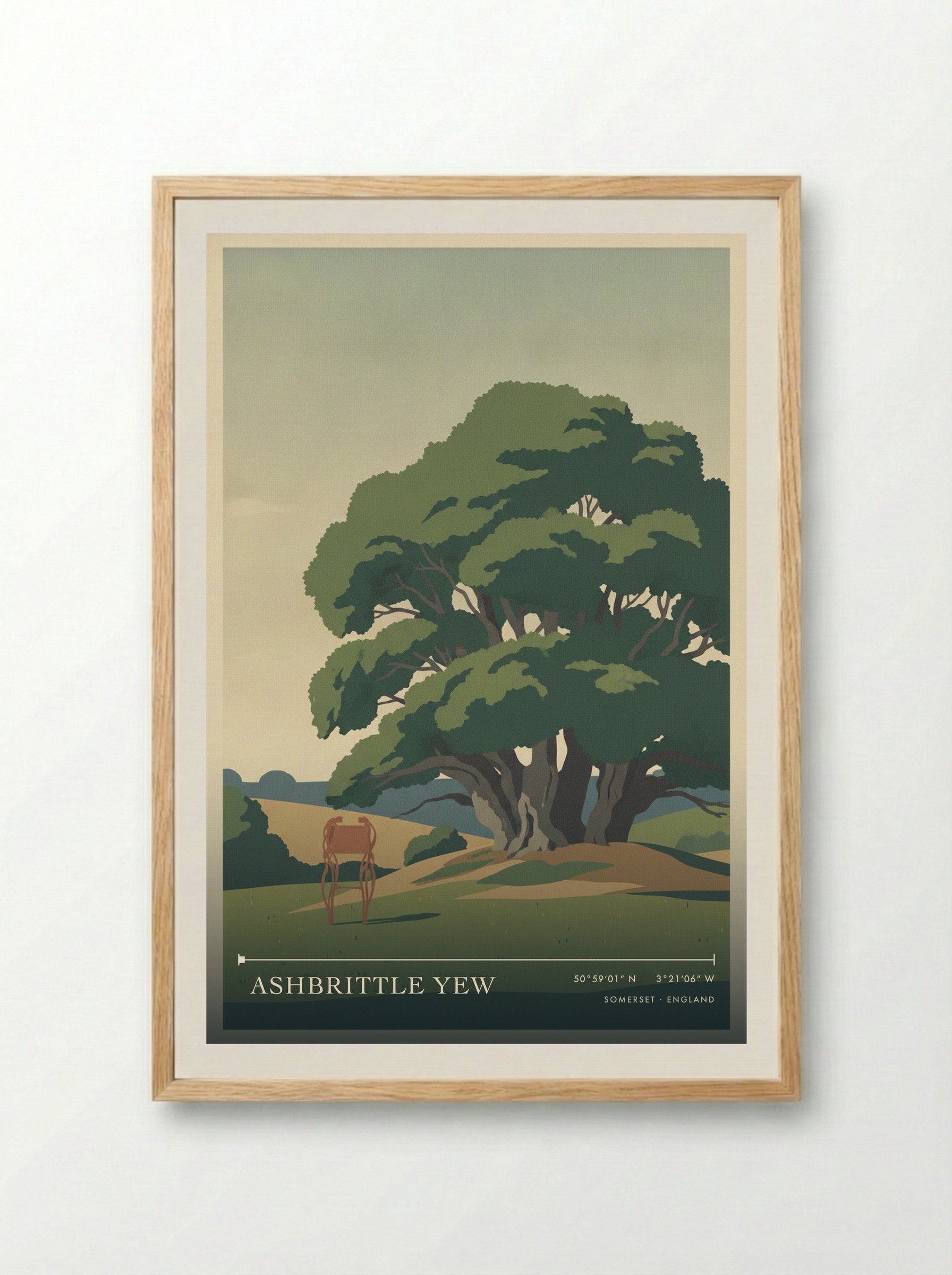 Ashbrittle Yew Somerset England Travel Poster - Framed Print Wood