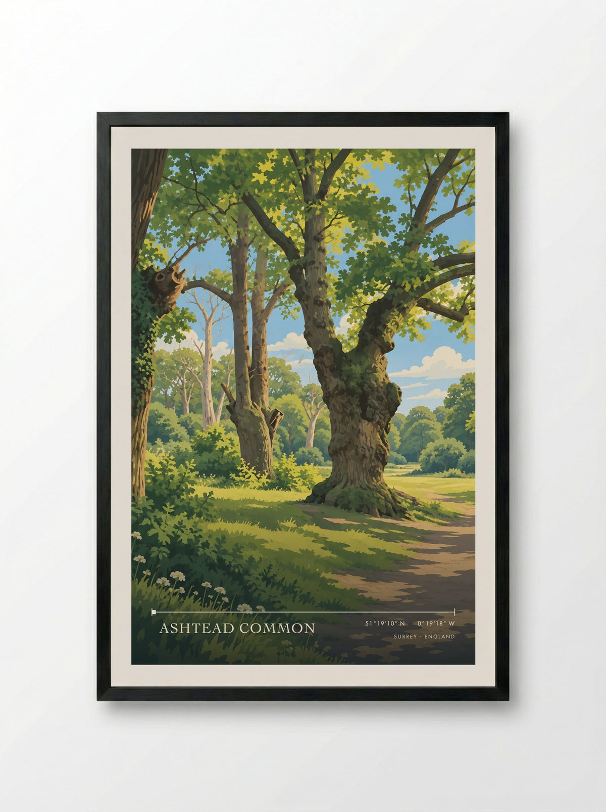Ashtead Common, Surrey | Travel Poster - Framed Print Black