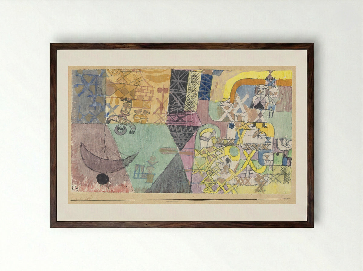 Asian entertainers - Paul Klee - Framed Print Dark Wood