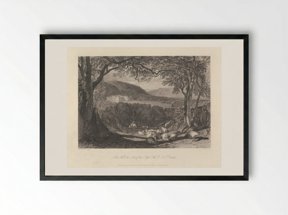 Aske Hall, the Seat of the Right Honourable Lord Dundas - John Scott - Framed Print Black