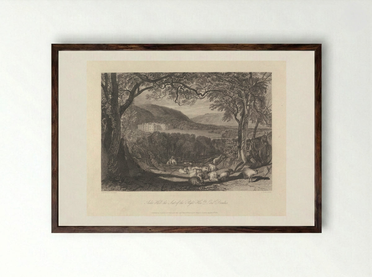 Aske Hall, the Seat of the Right Honourable Lord Dundas - John Scott - Framed Print Dark Wood