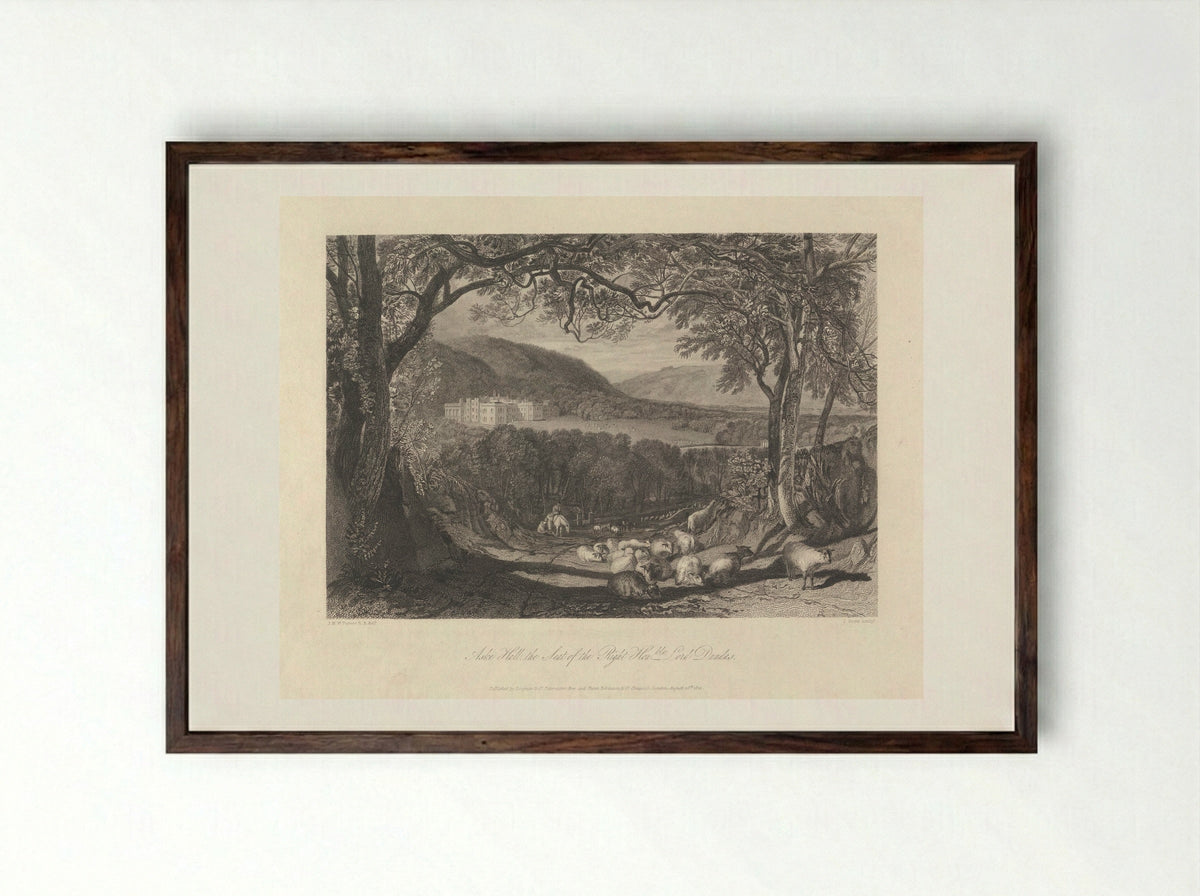 Aske Hall, the Seat of the Right Honourable Lord Dundas - John Scott - Framed Print Dark Wood