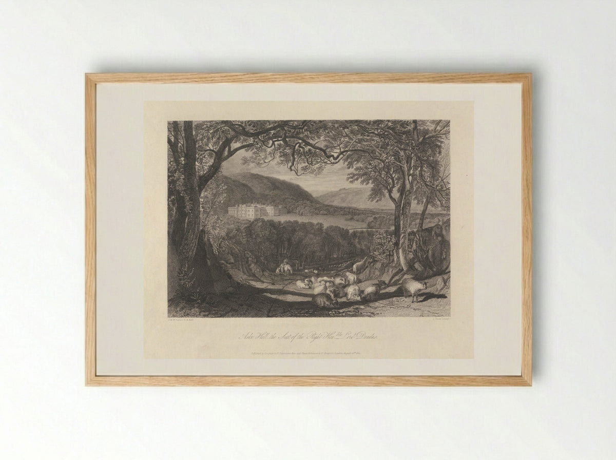 Aske Hall, the Seat of the Right Honourable Lord Dundas - John Scott - Framed Print Wood