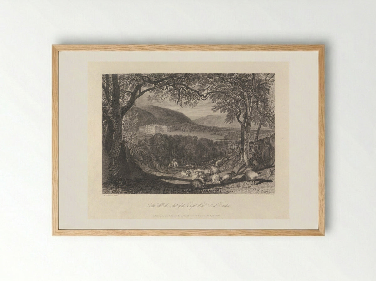 Aske Hall, the Seat of the Right Honourable Lord Dundas - John Scott - Framed Print Wood