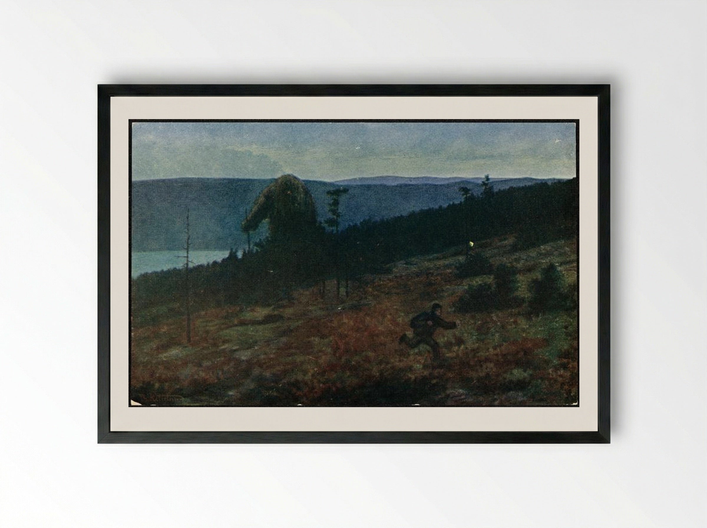 Askeladden og trollet (på flya) - Theodor Severin Kittelsen - Framed Print Black