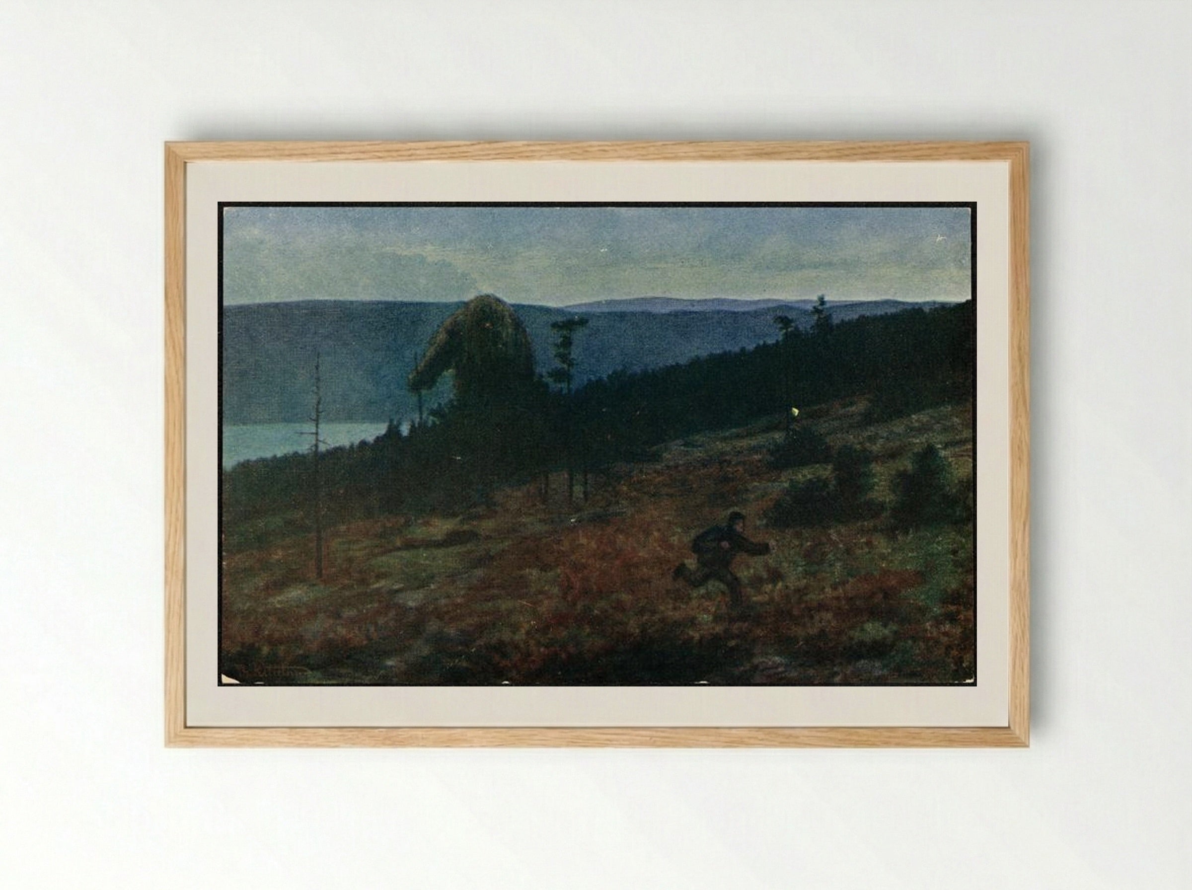 Askeladden og trollet (på flya) - Theodor Severin Kittelsen - Framed Print Wood