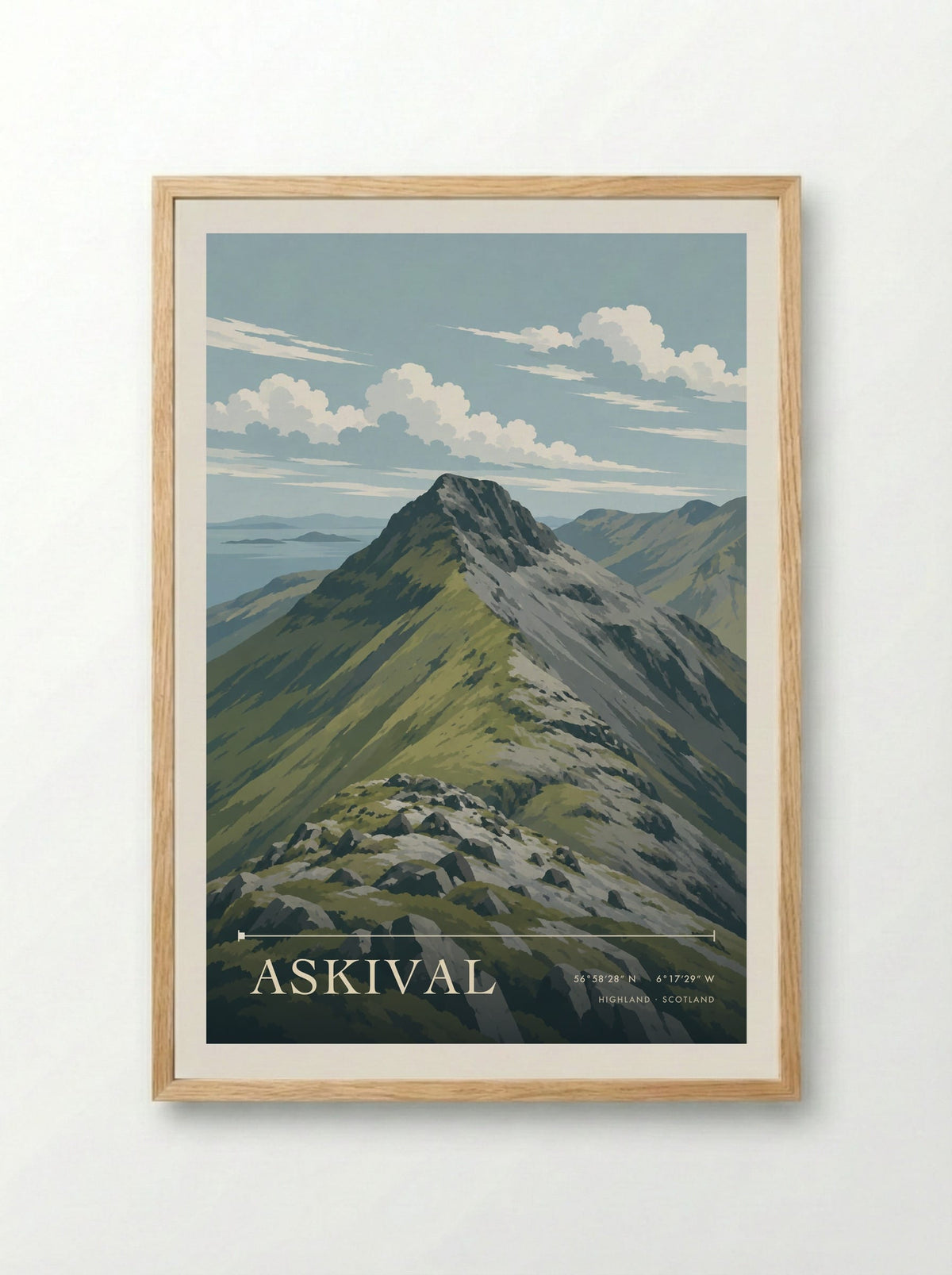 Askival, Highland | Travel Poster - Framed Print Wood