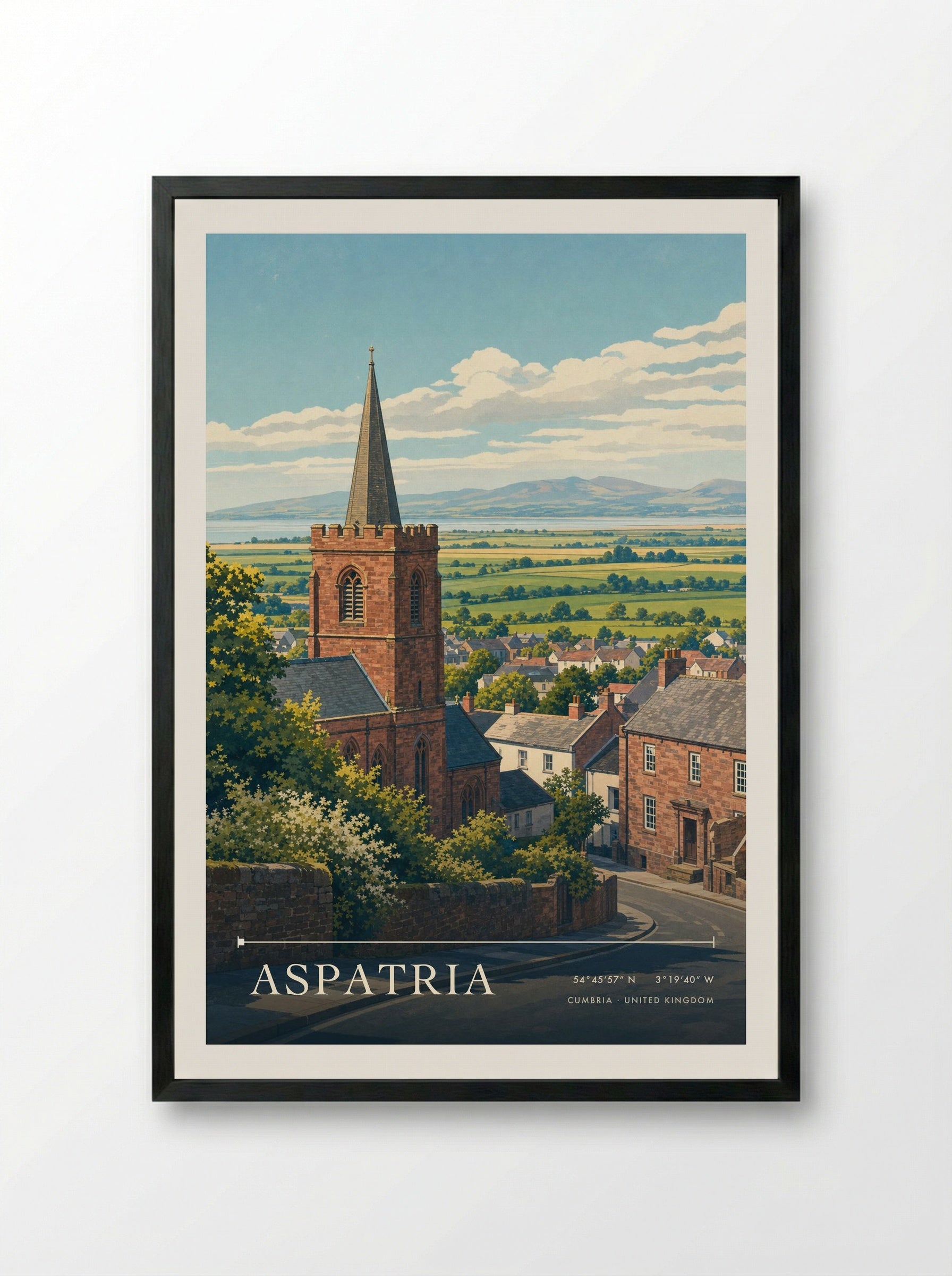 Aspatria Cumbria United Kingdom Travel Poster - Framed Print Black