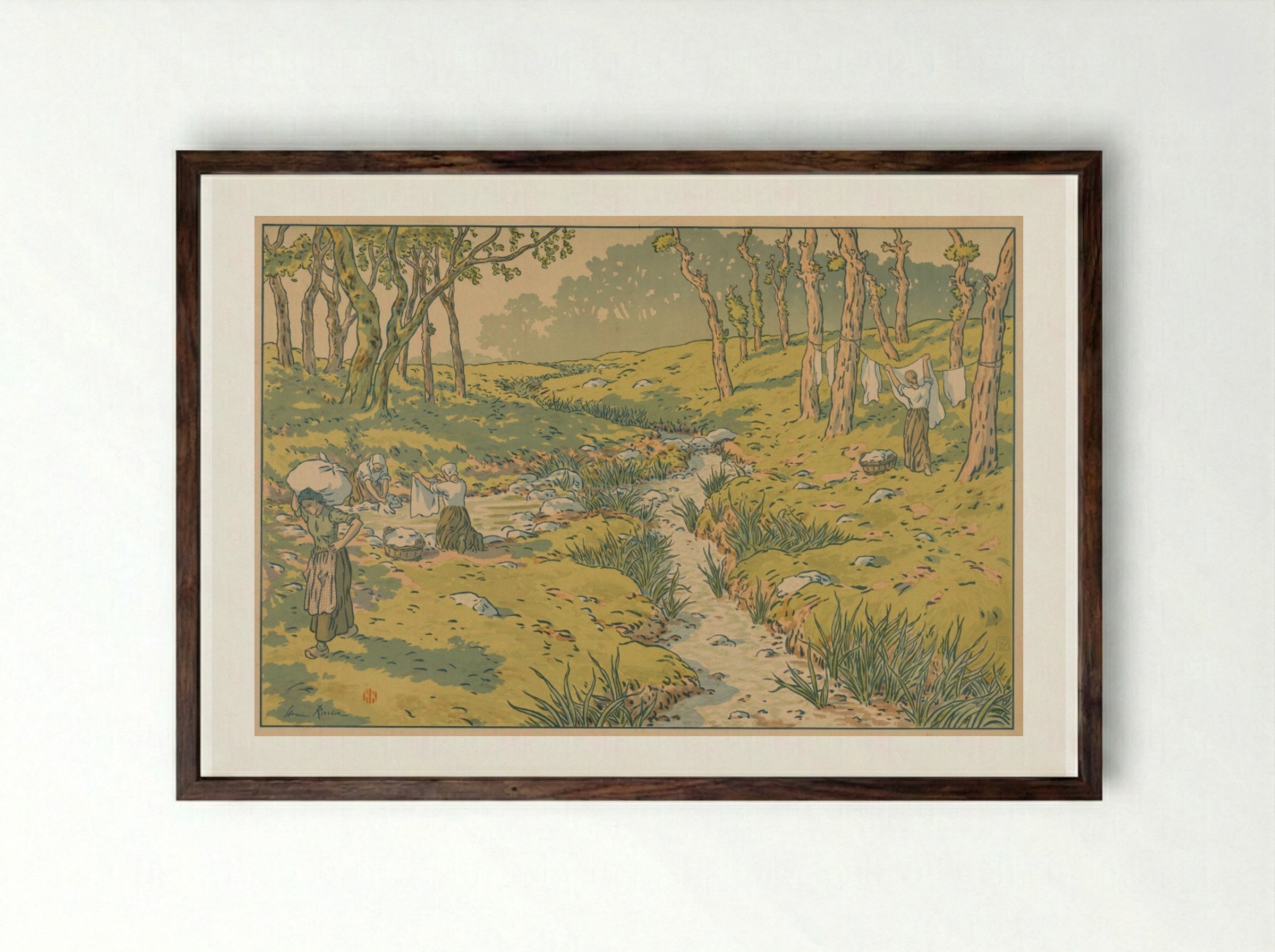 Aspects of Nature: The Stream - Henri Rivière - Framed Print Dark Wood