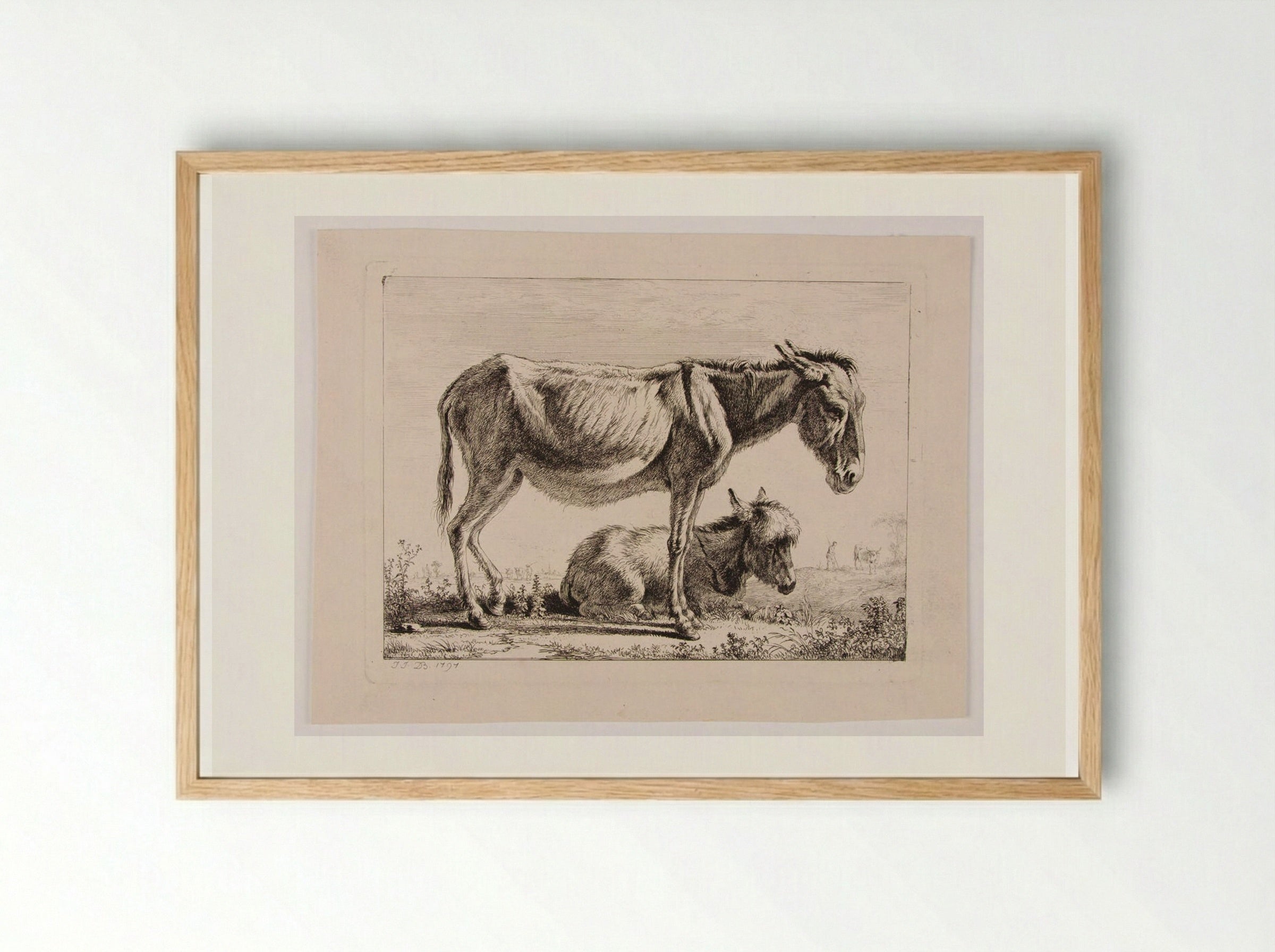Ass with Her Foal - Jean-Jacques de Boissieu - Framed Print Wood