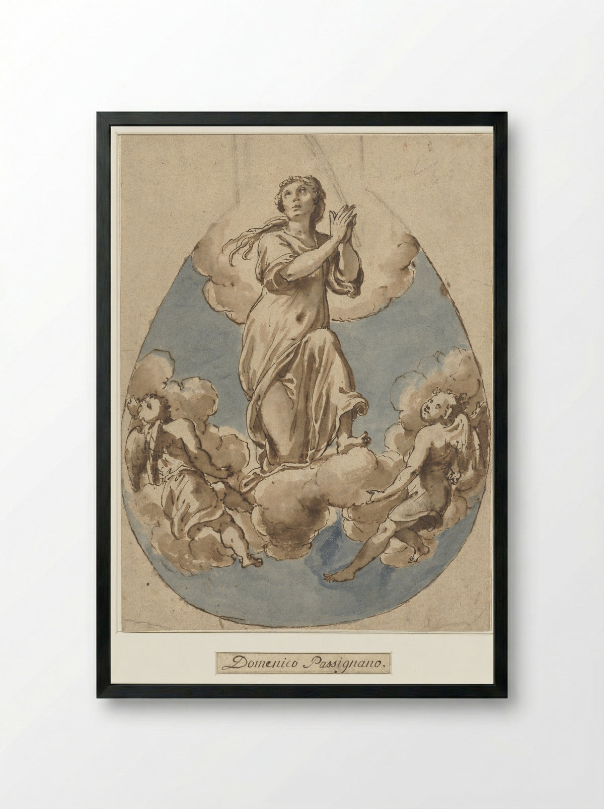 Assumption of the Virgin or a Female Martyr - Cesare Nebbia - Framed Print Black