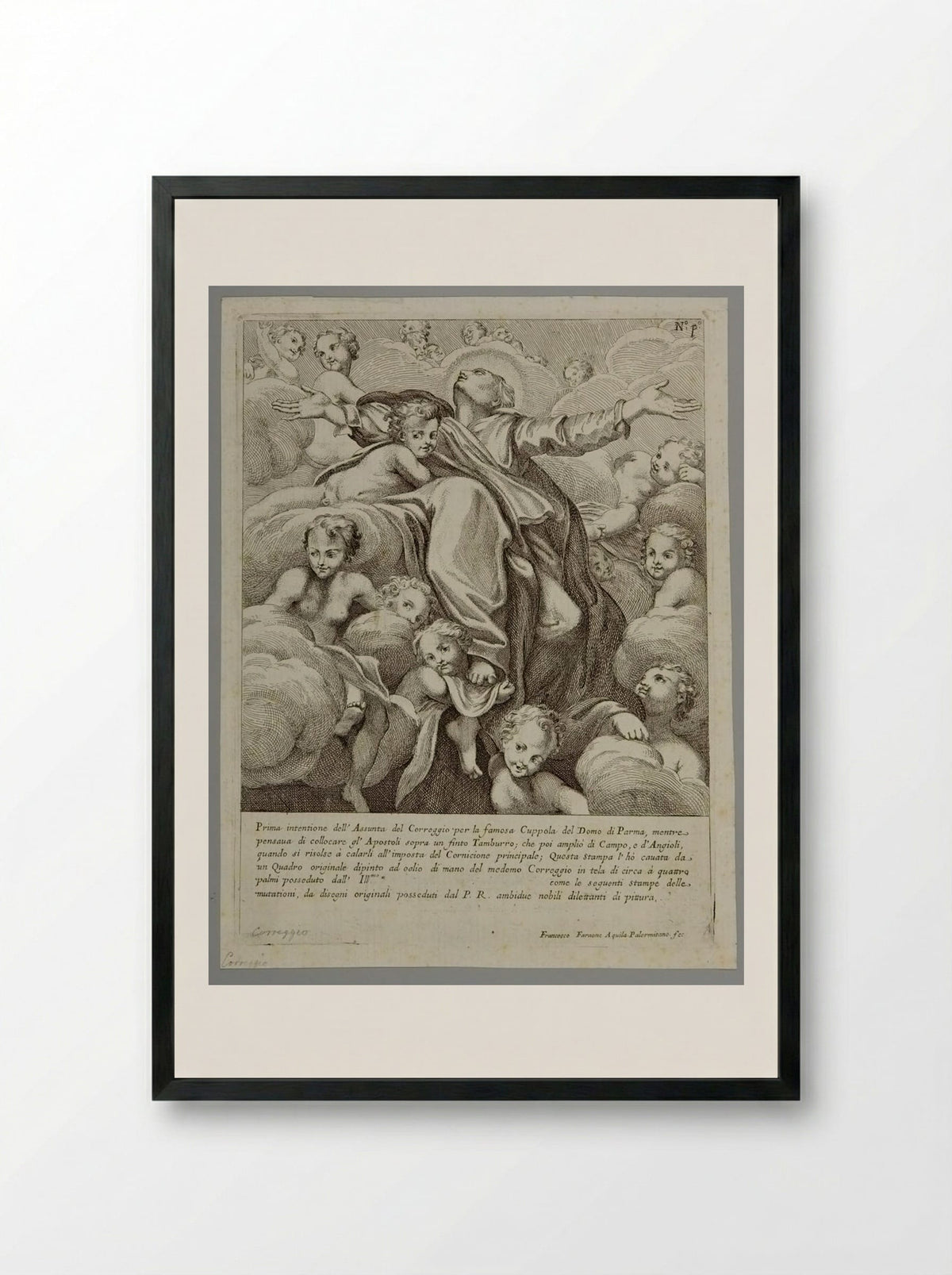 Assumption of the Virgin - Francesco Faraone Aquila - Framed Print Black