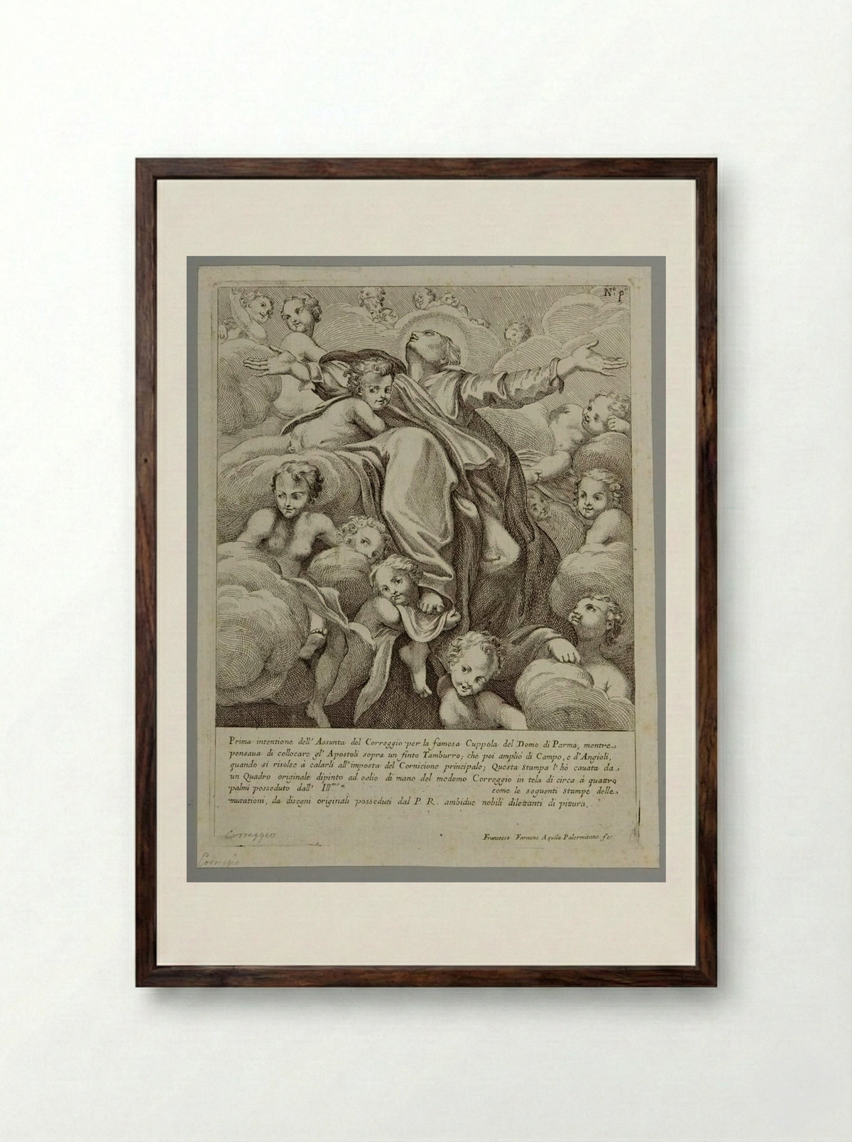 Assumption of the Virgin - Francesco Faraone Aquila - Framed Print Dark Wood