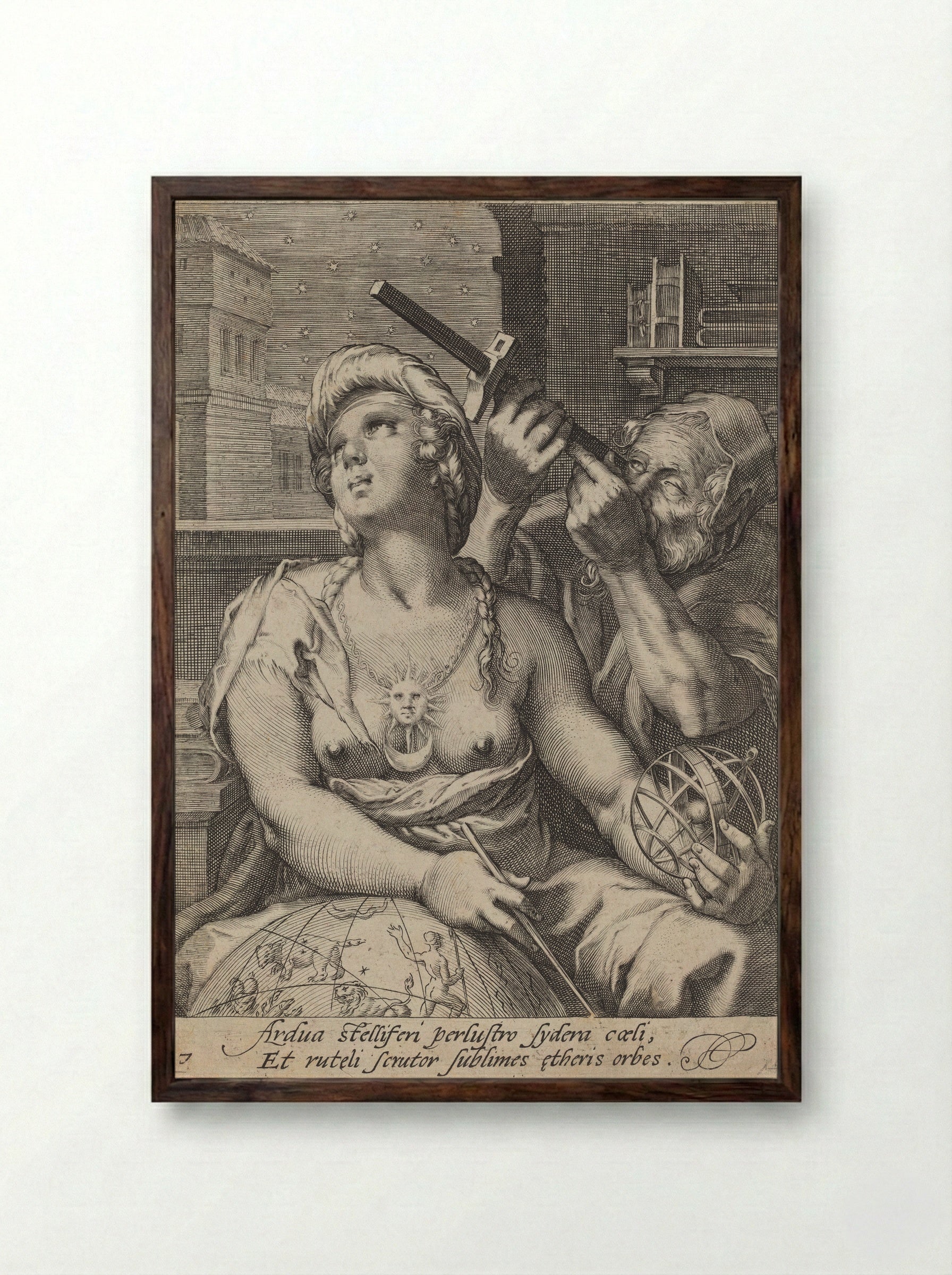 Astronomy - Cornelis Jacobsz. Drebbel - Framed Print Dark Wood