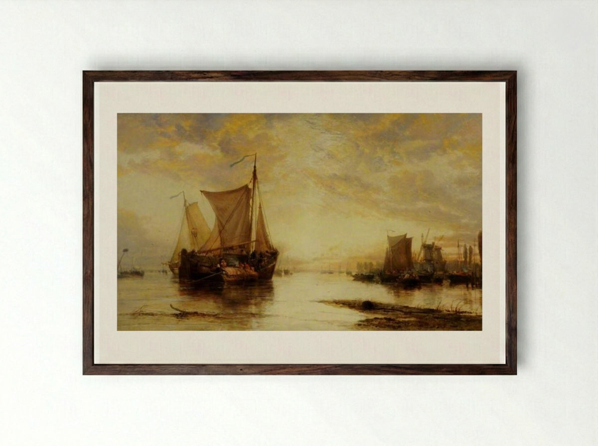 At Dordrecht, Holland - James Webb - Framed Print Dark Wood