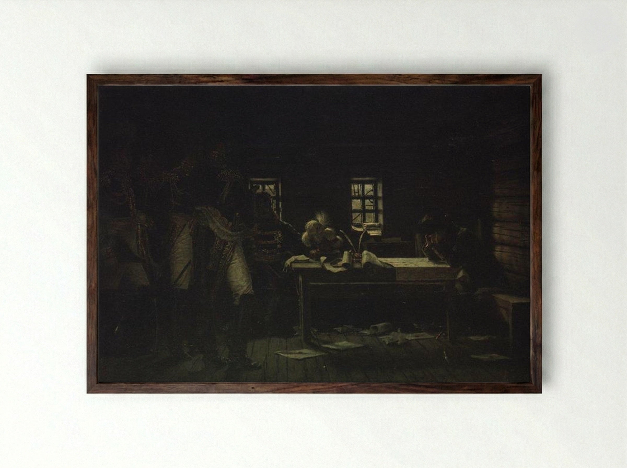 At Gorodnia. Breakthrough or Withdraw - Vasily Vereshchagin - Framed Print Dark Wood