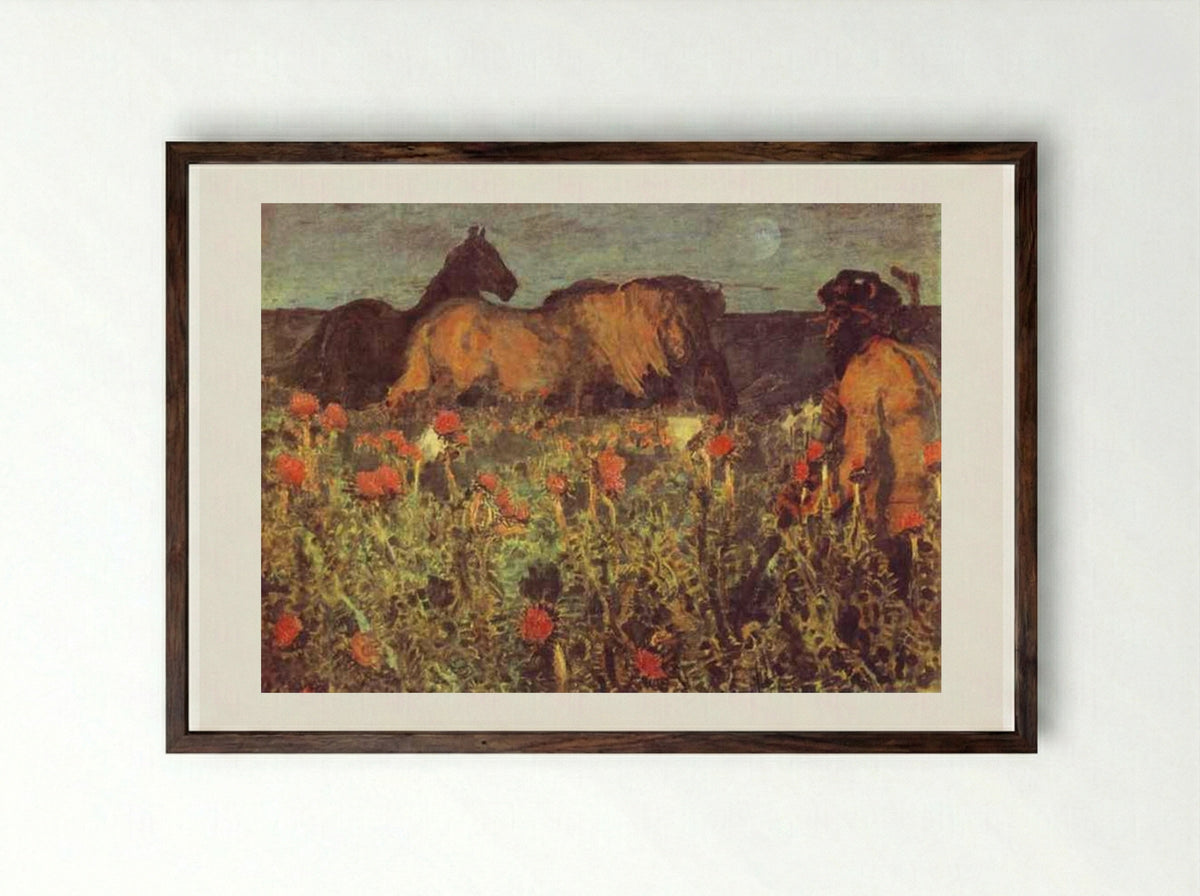 At Nightfall - Mikhail Vrubel - Framed Print Dark Wood