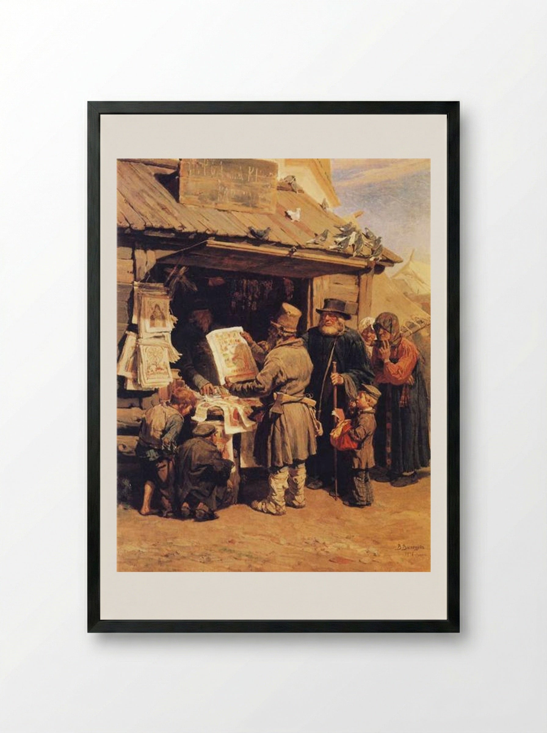 At a Bookseller's - Viktor Vasnetsov - Framed Print Black