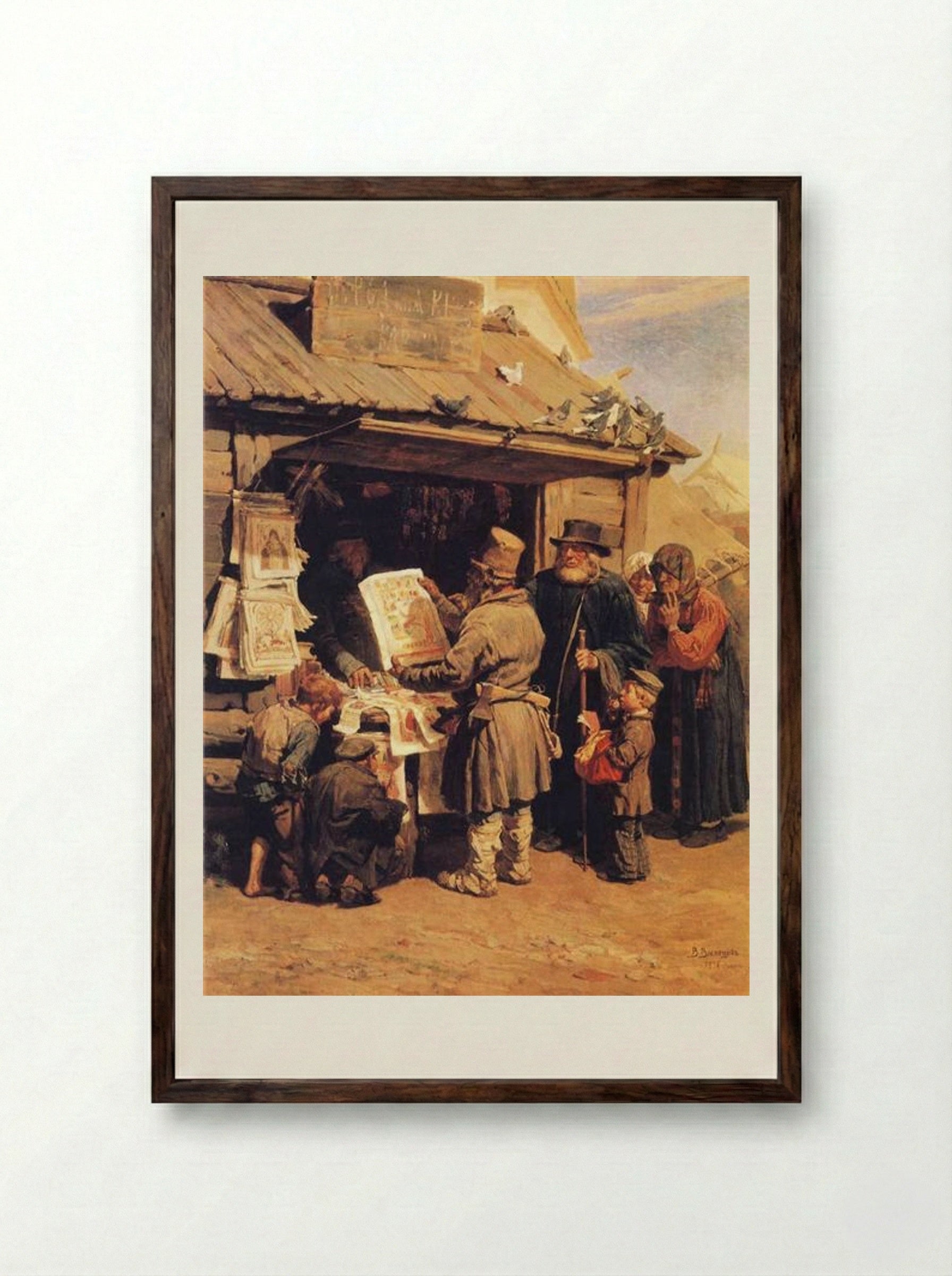 At a Bookseller's - Viktor Vasnetsov - Framed Print Dark Wood