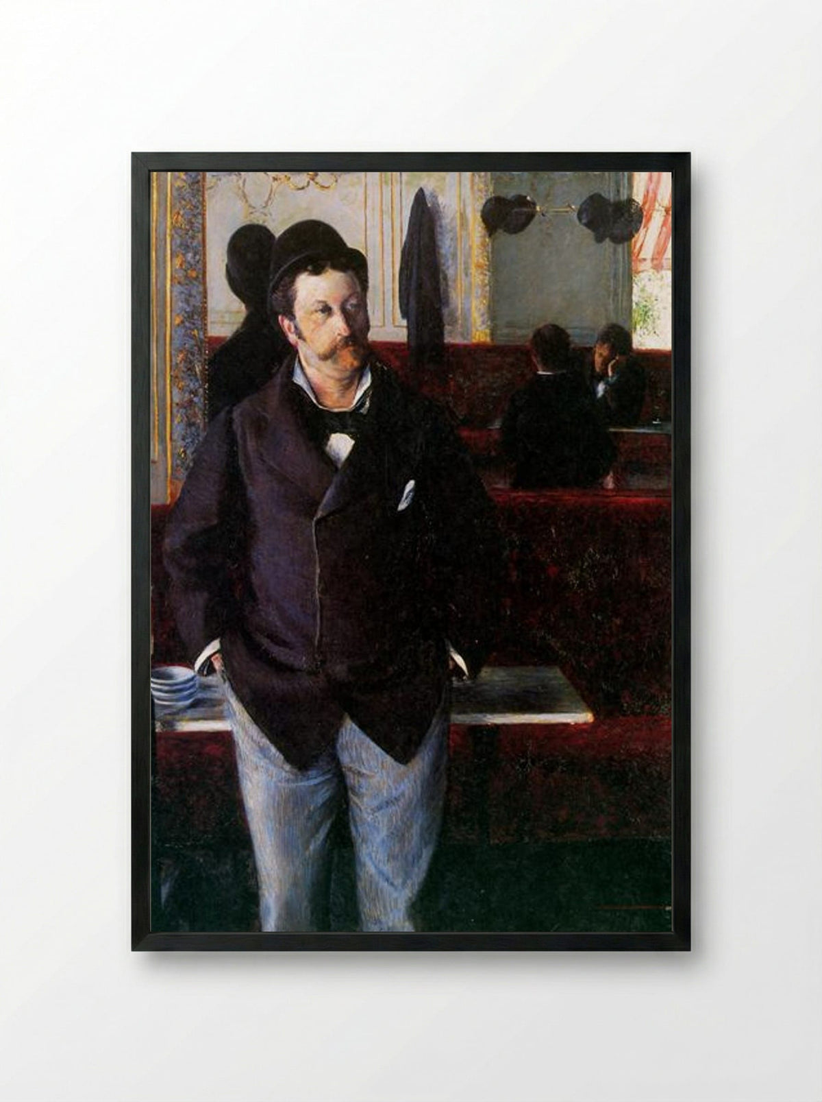 At the Cafe, Rouen - Gustave Caillebotte - Framed Print Black
