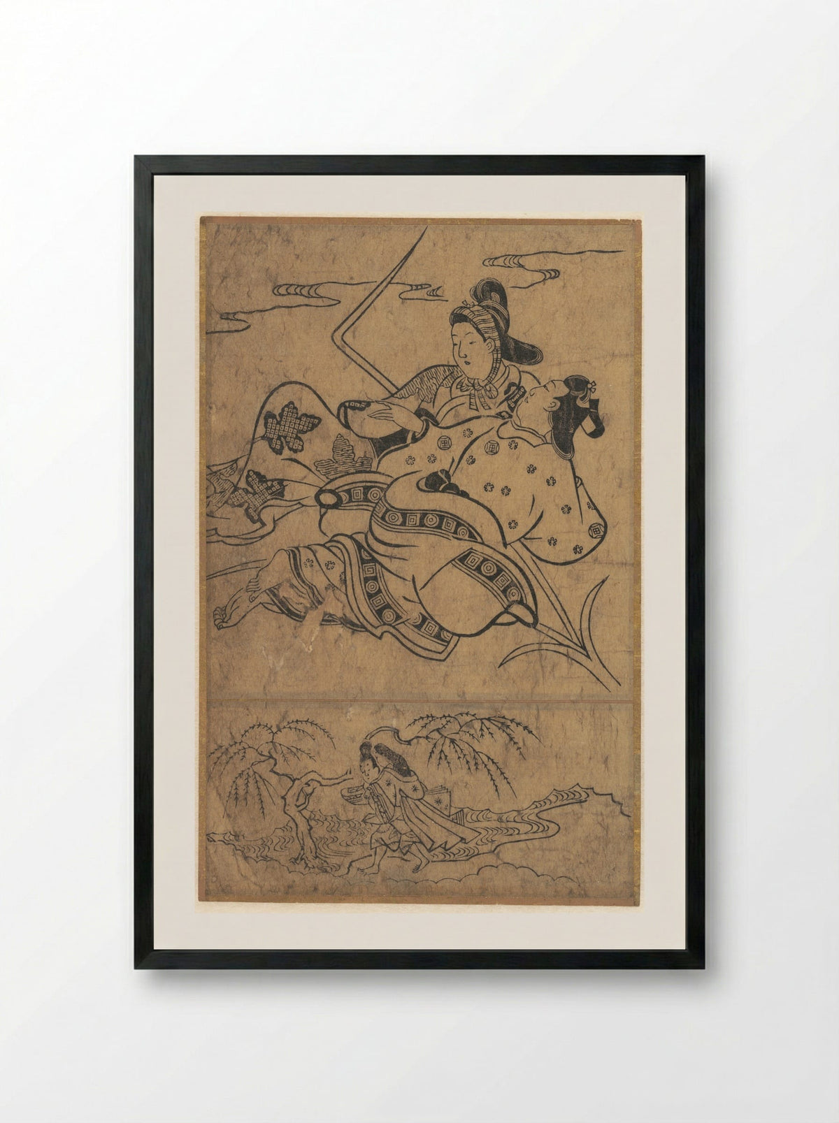 At the Edge of the River Akutagawa - Sugimura Jihei - Framed Print Black