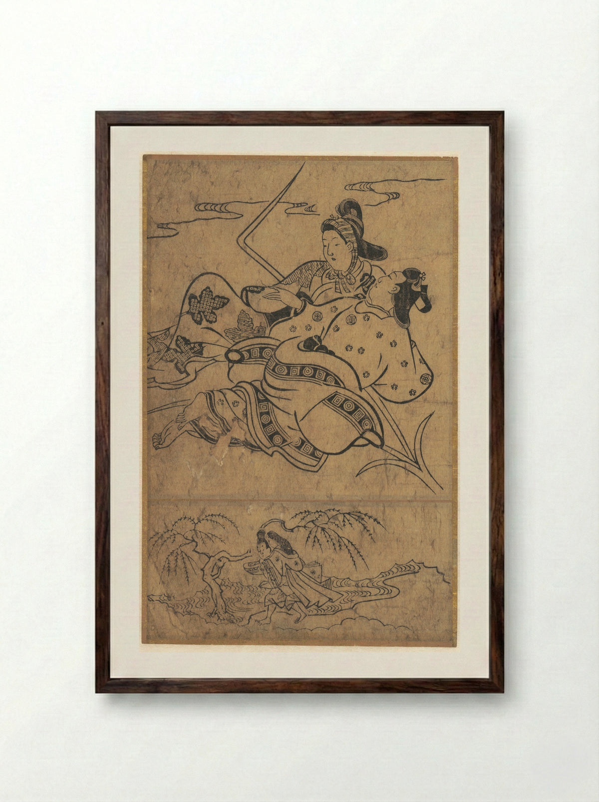 At the Edge of the River Akutagawa - Sugimura Jihei - Framed Print Dark Wood